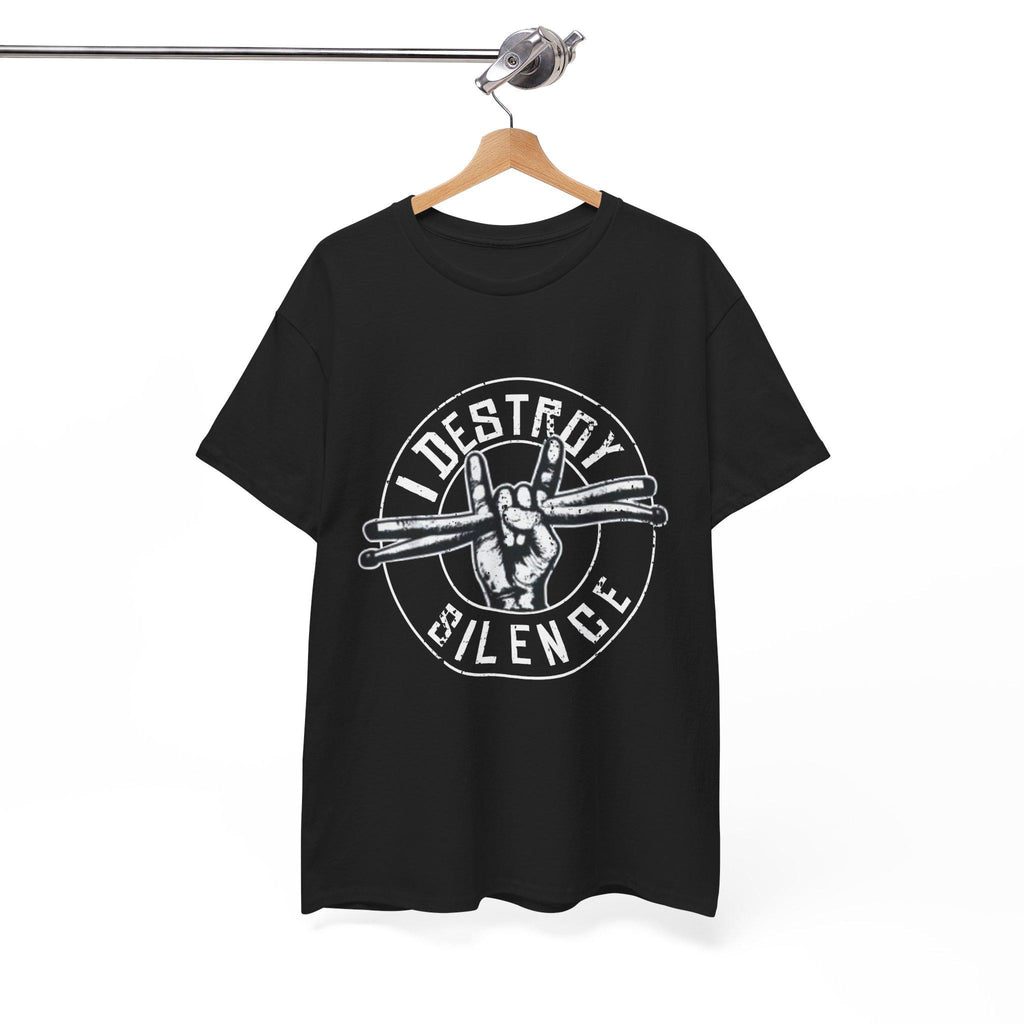 I Destroy Silence Drummer T-Shirt | Vintage Drumsticks Graphic Tee | Drummer Gift Musician Shirt