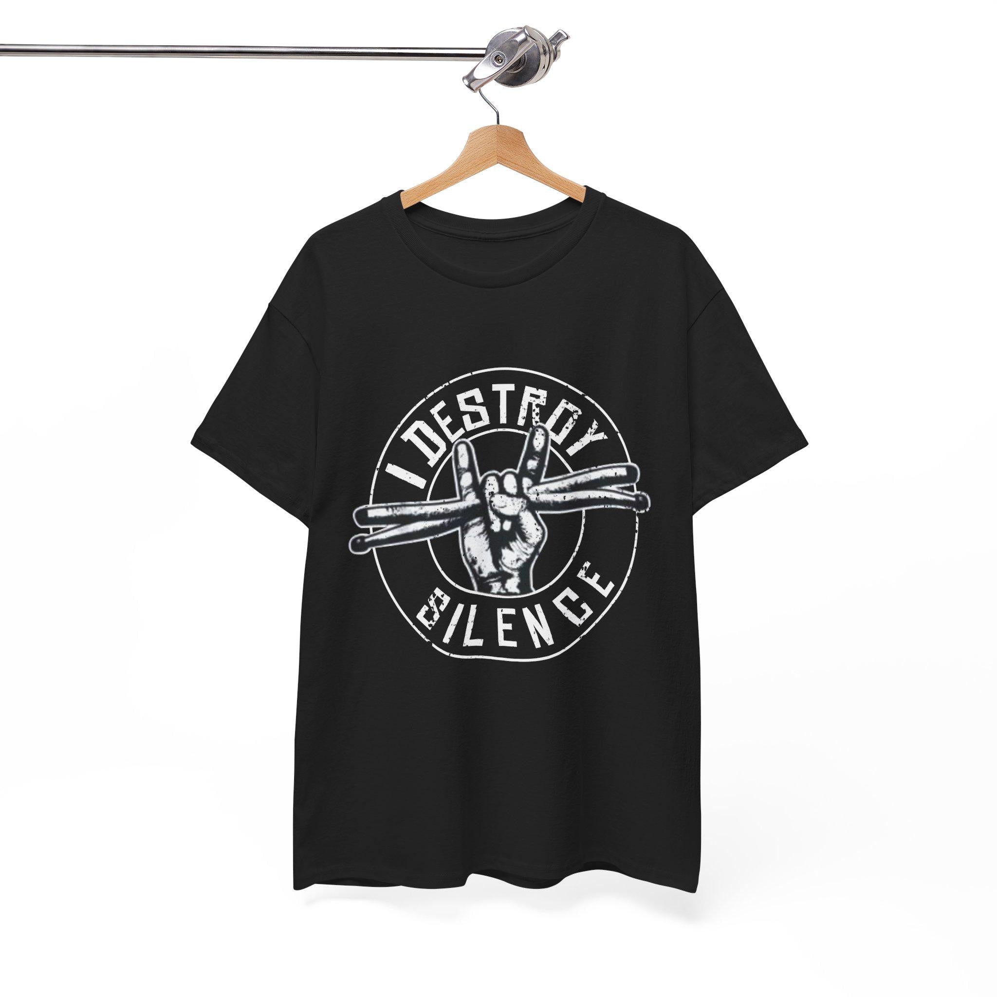 I Destroy Silence Drummer T-Shirt | Vintage Drumsticks Graphic Tee | Drummer Gift Musician Shirt