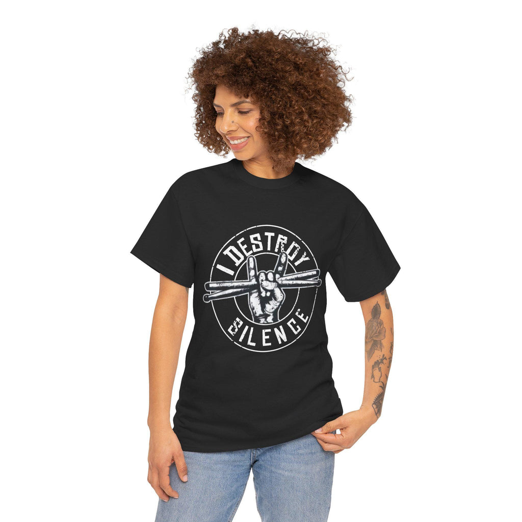 I Destroy Silence Drummer T-Shirt | Vintage Drumsticks Graphic Tee | Drummer Gift Musician Shirt