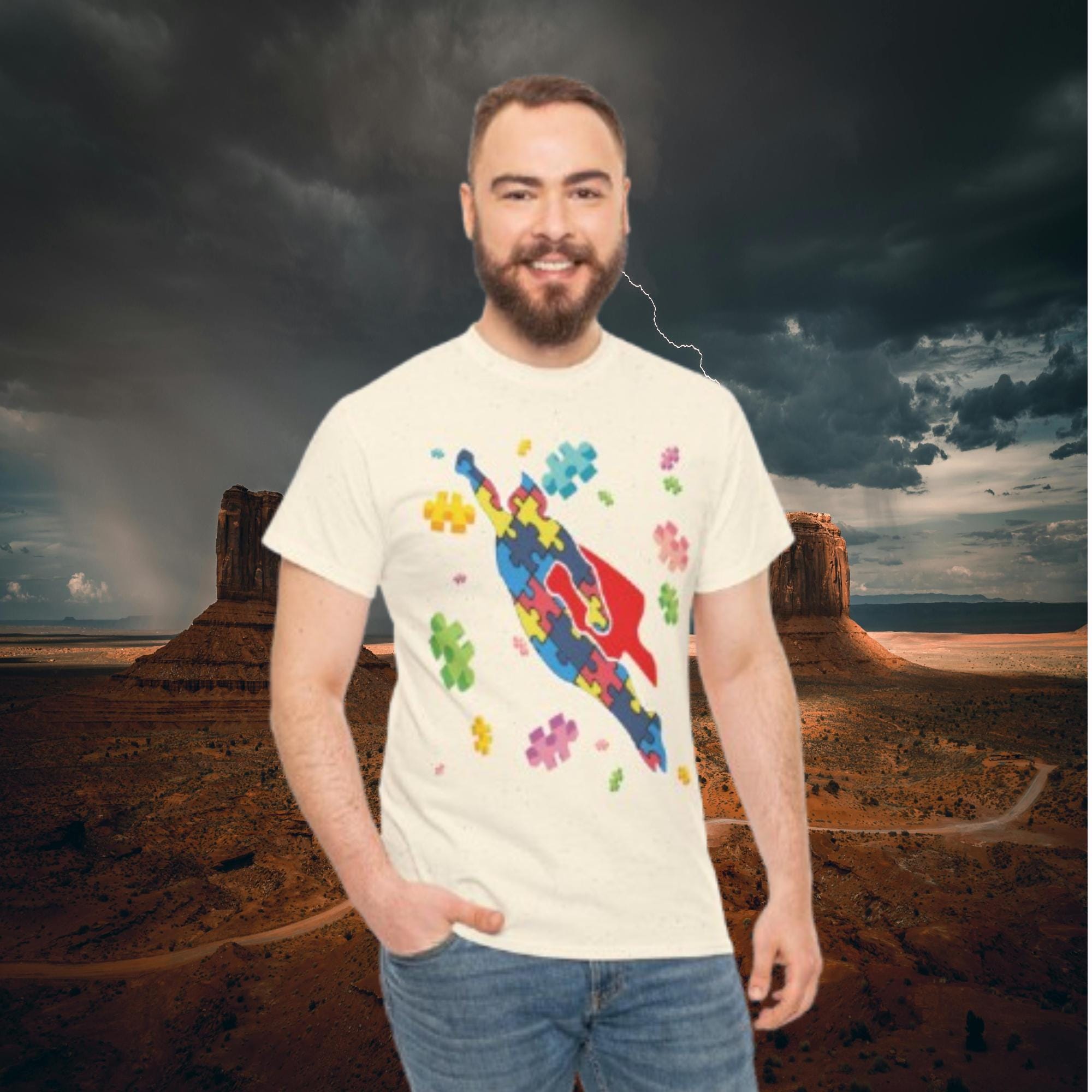 Autism Awareness Superhero Shirt – Puzzle Piece Graphic Tee | Support Unisex Mom Gift