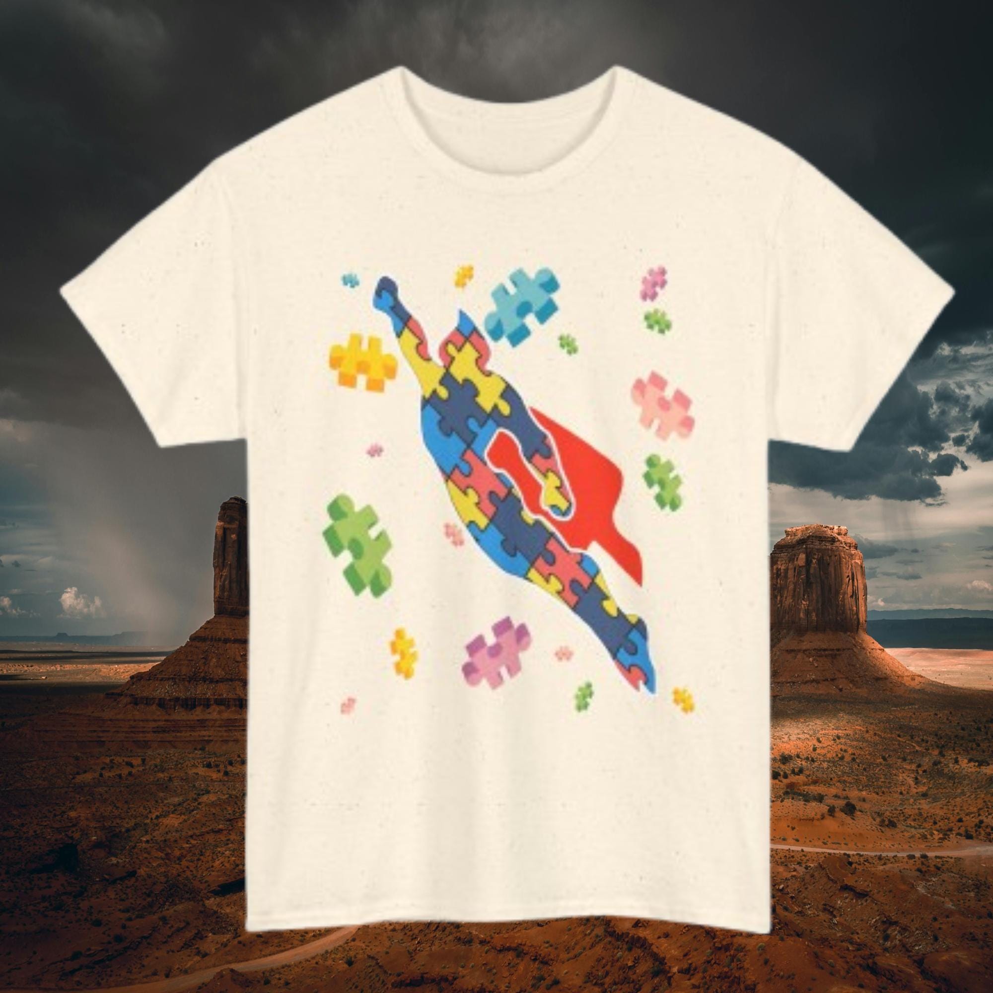 Autism Awareness Superhero Shirt – Puzzle Piece Graphic Tee | Support Unisex Mom Gift