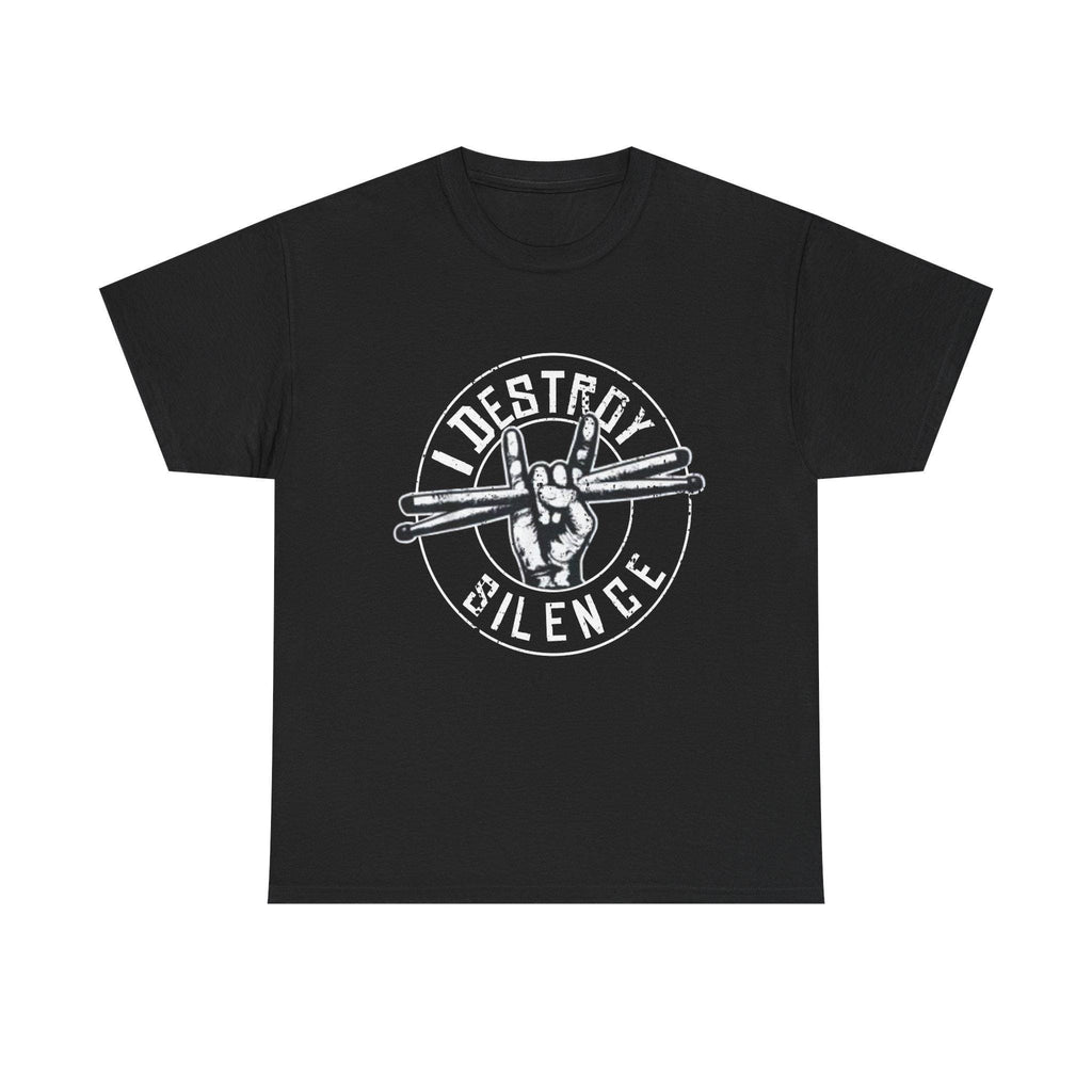 I Destroy Silence Drummer T-Shirt | Vintage Drumsticks Graphic Tee | Drummer Gift Musician Shirt