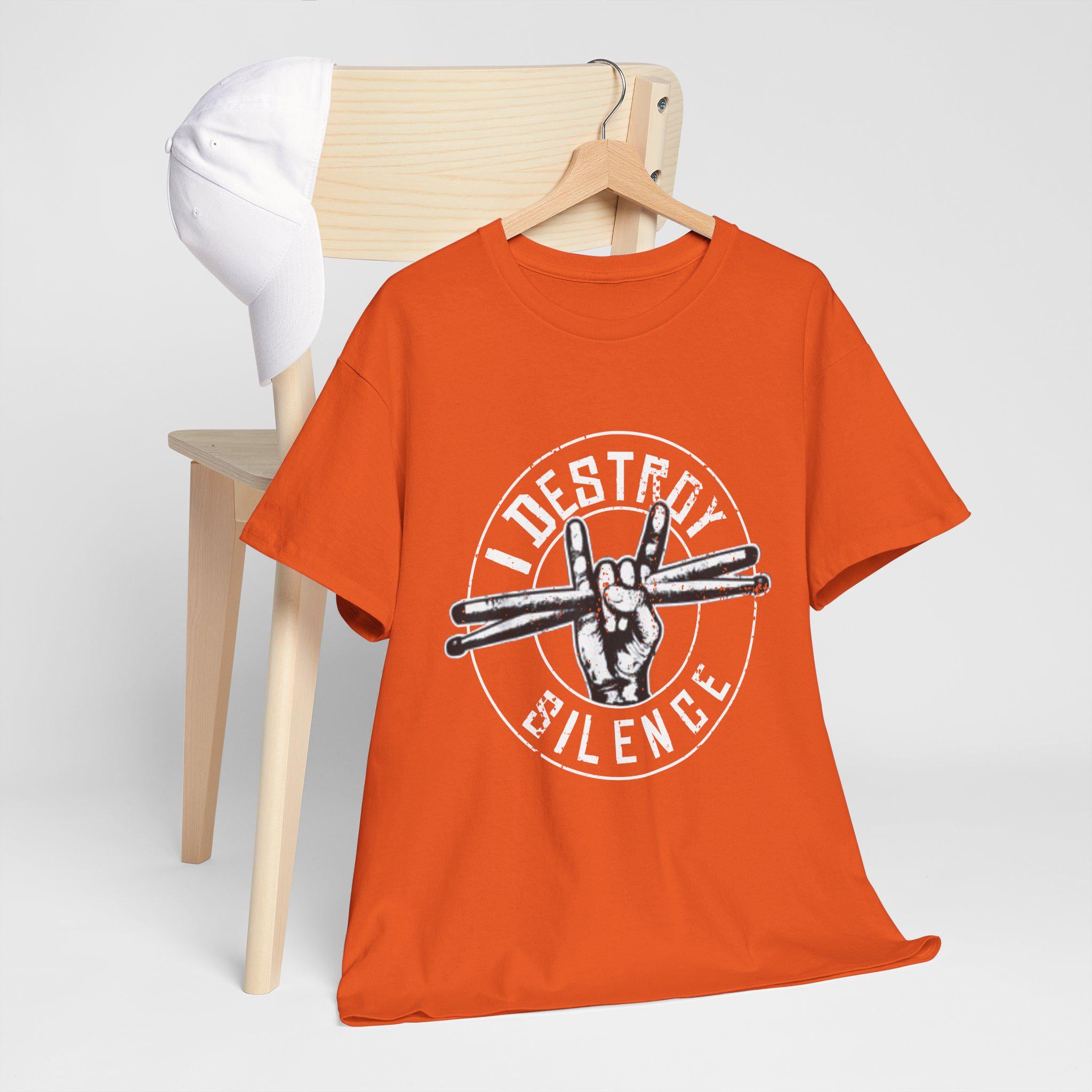 I Destroy Silence Drummer T-Shirt | Vintage Drumsticks Graphic Tee | Drummer Gift Musician Shirt