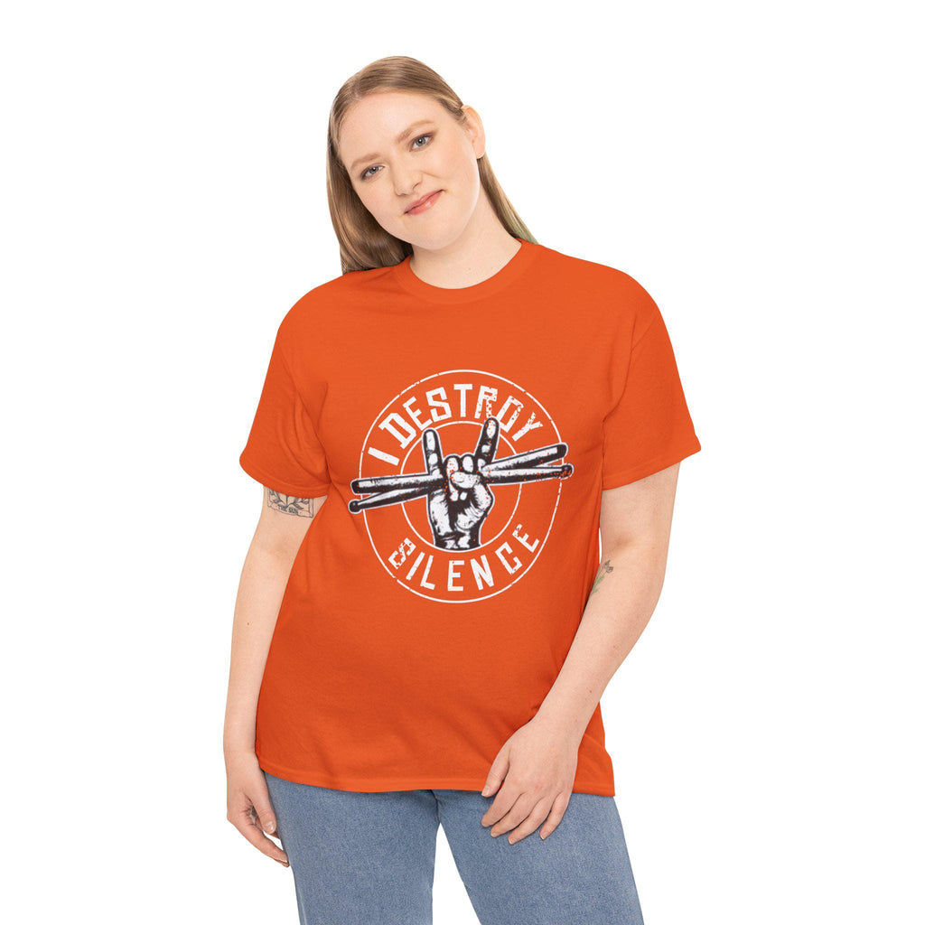 I Destroy Silence Drummer T-Shirt | Vintage Drumsticks Graphic Tee | Drummer Gift Musician Shirt