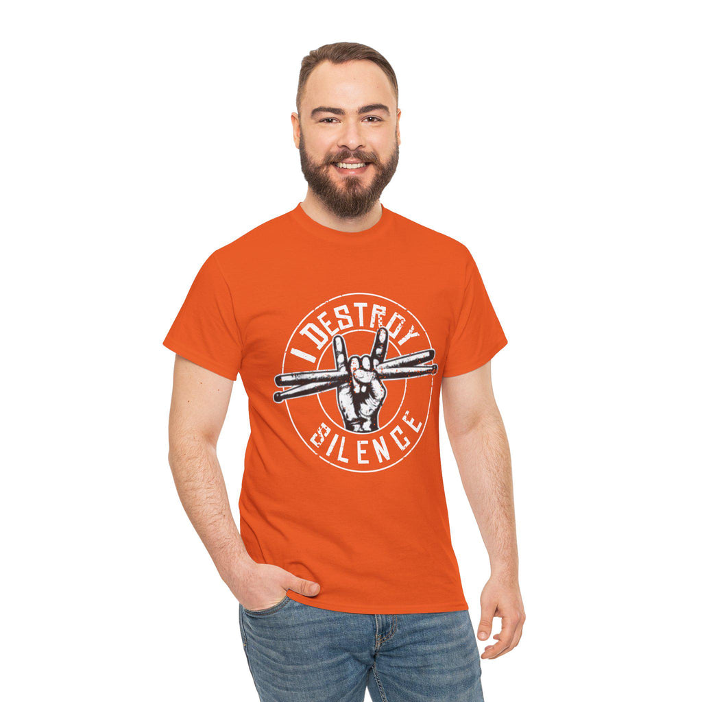 I Destroy Silence Drummer T-Shirt | Vintage Drumsticks Graphic Tee | Drummer Gift Musician Shirt