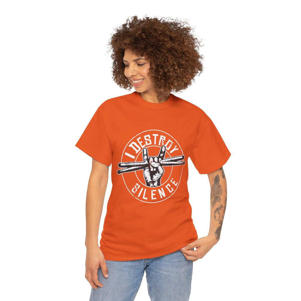 I Destroy Silence Drummer T-Shirt | Vintage Drumsticks Graphic Tee | Drummer Gift Musician Shirt
