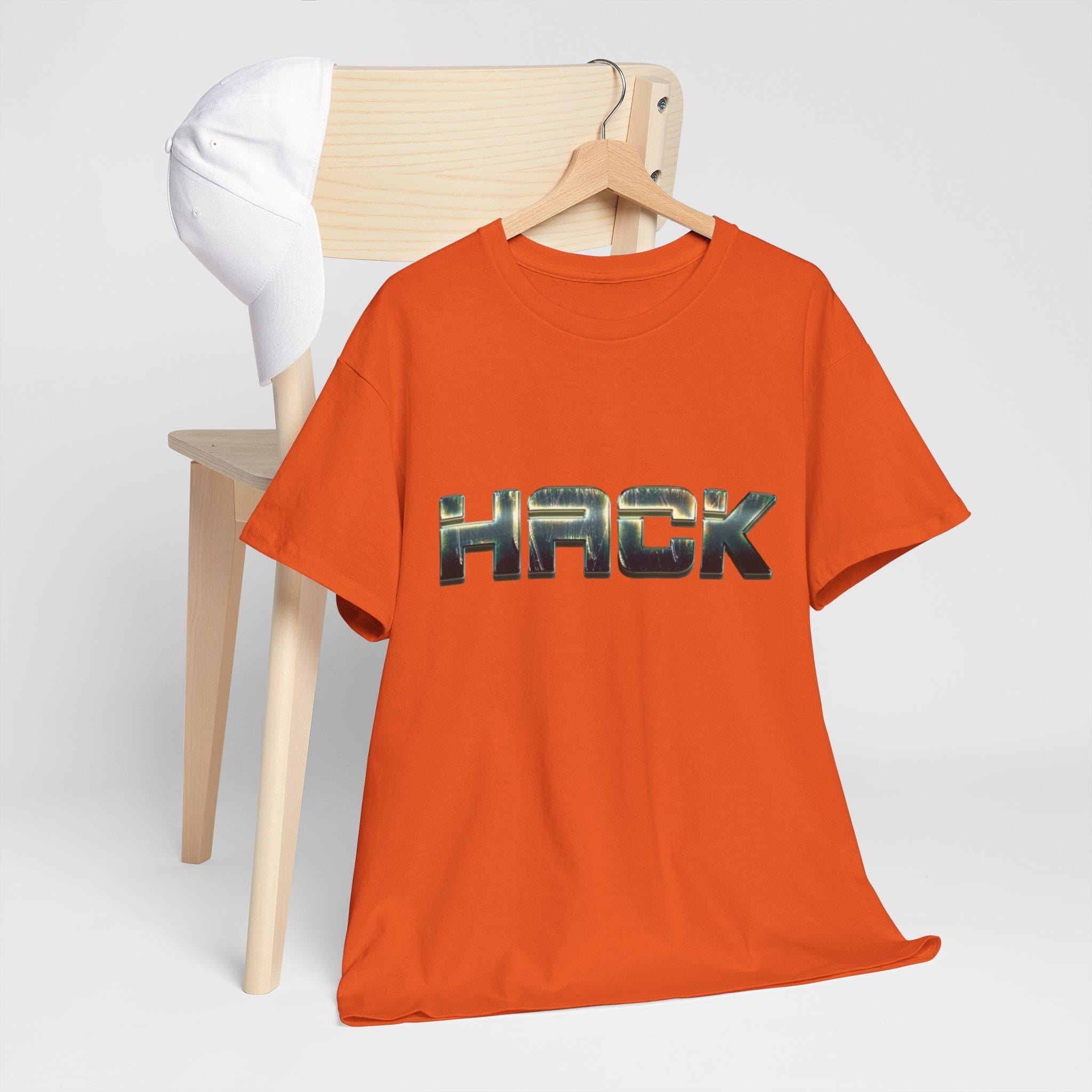 Bold Orange Metallic Camo Logo Tee for Tech Coder Debugging - Heavyweight Cotton Shirt
