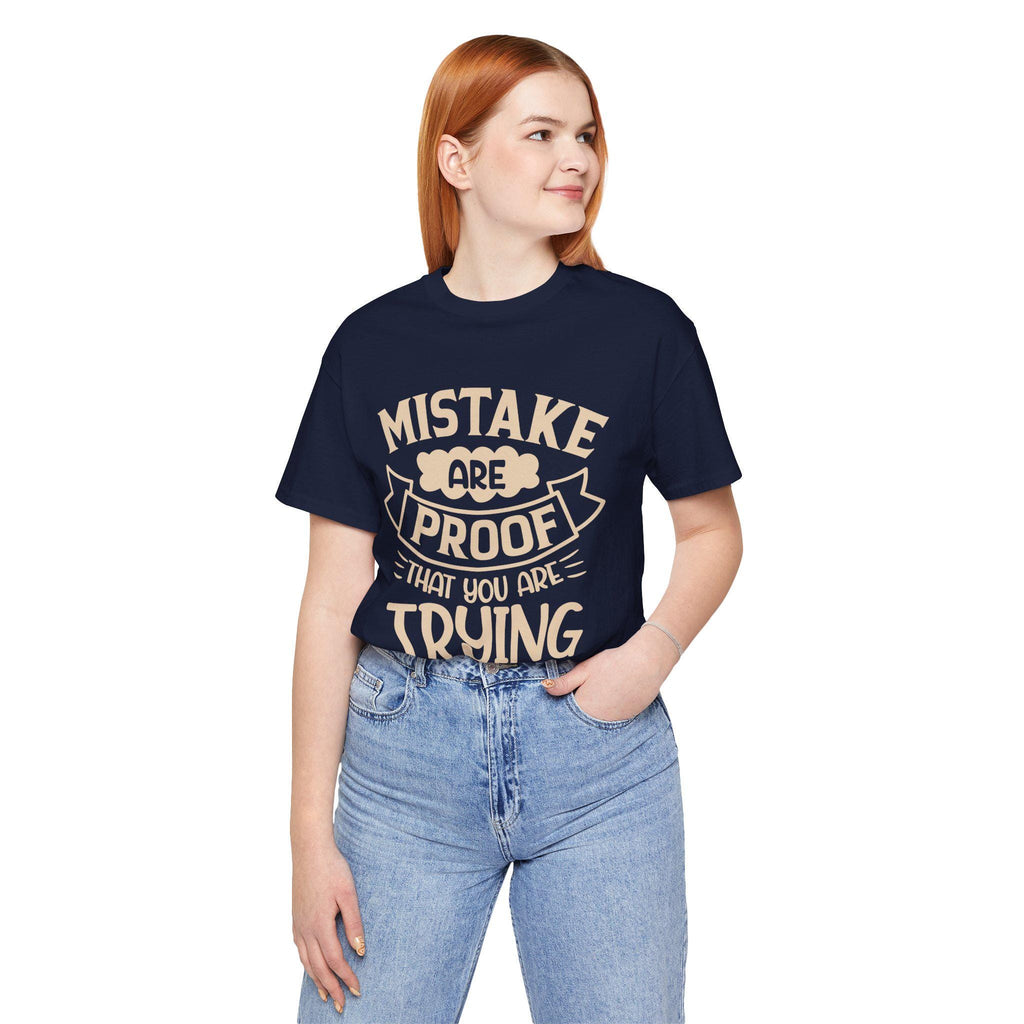 Vintage Mistakes Proof Motivational Tee: Lightweight Breathable Shirt for Everyday Confidence (Cream)