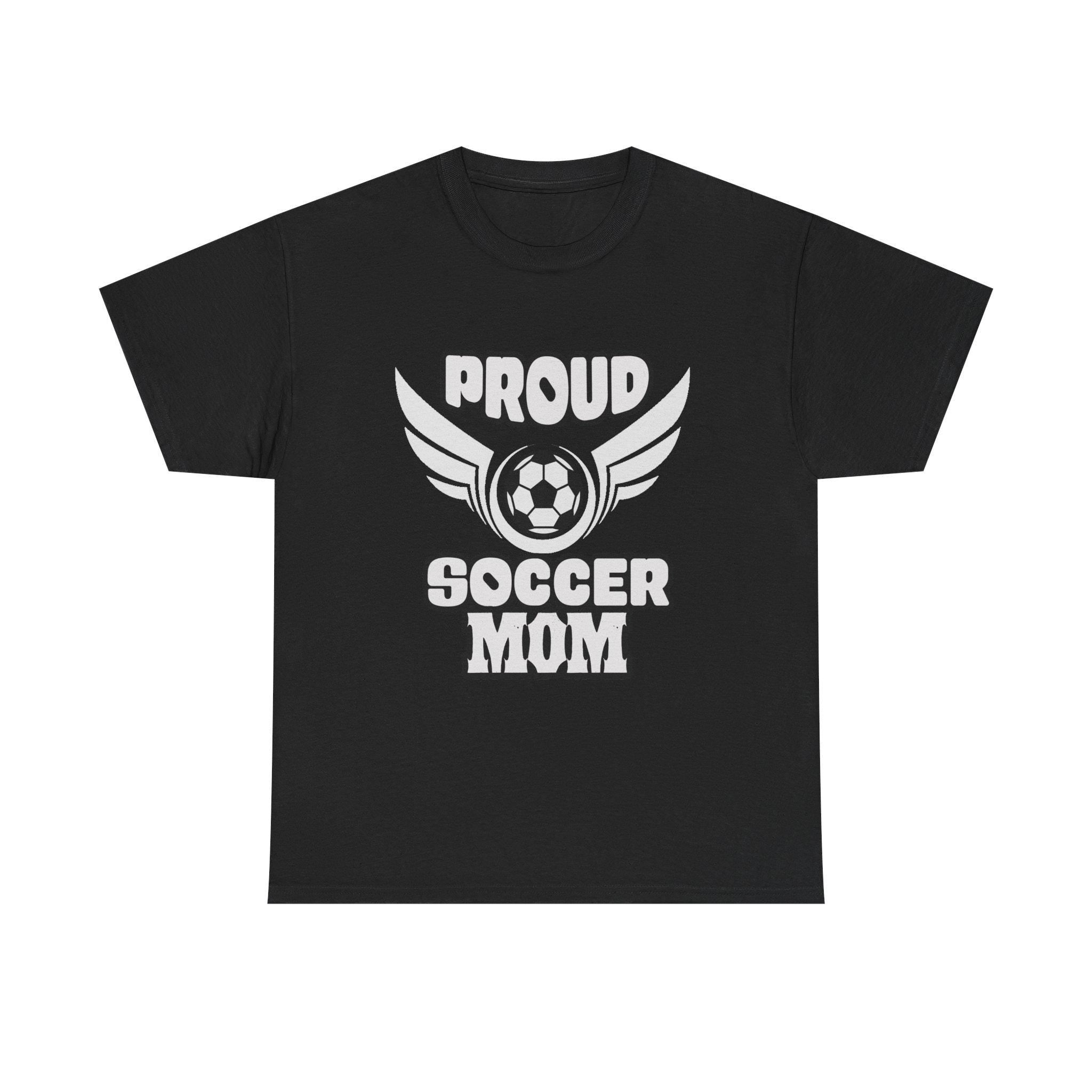 Proud Soccer Mom Shirt with Winged Soccer Ball Graphic Tee