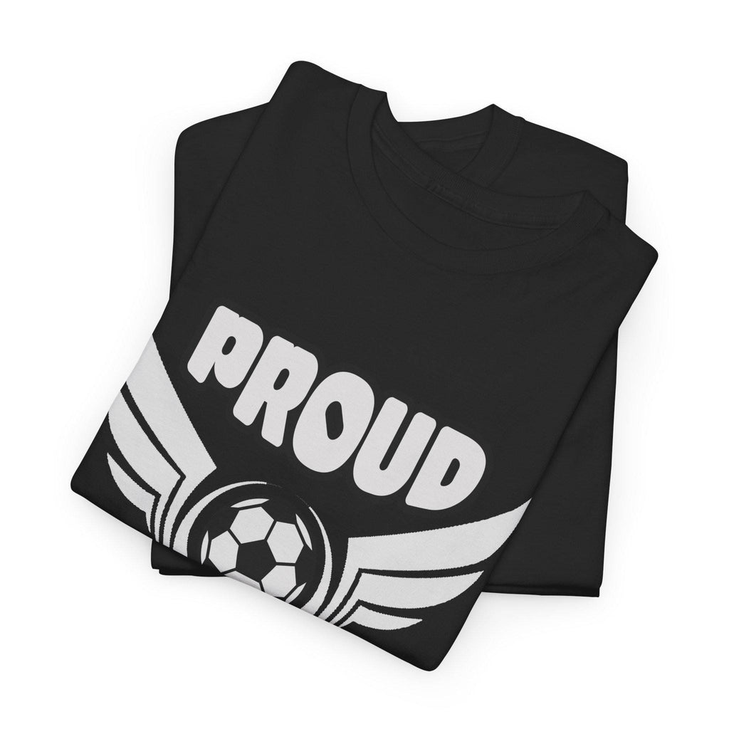 Proud Soccer Mom Shirt with Winged Soccer Ball Graphic Tee