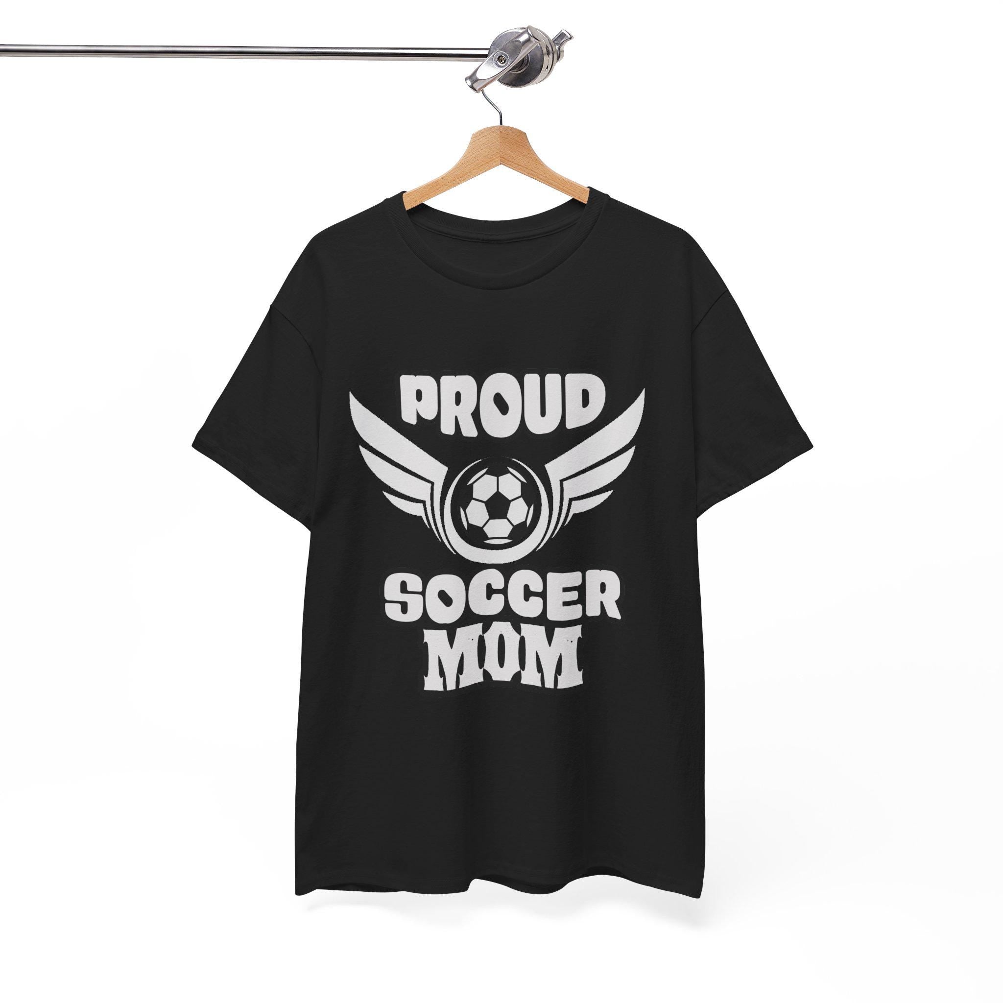 Proud Soccer Mom Shirt with Winged Soccer Ball Graphic Tee