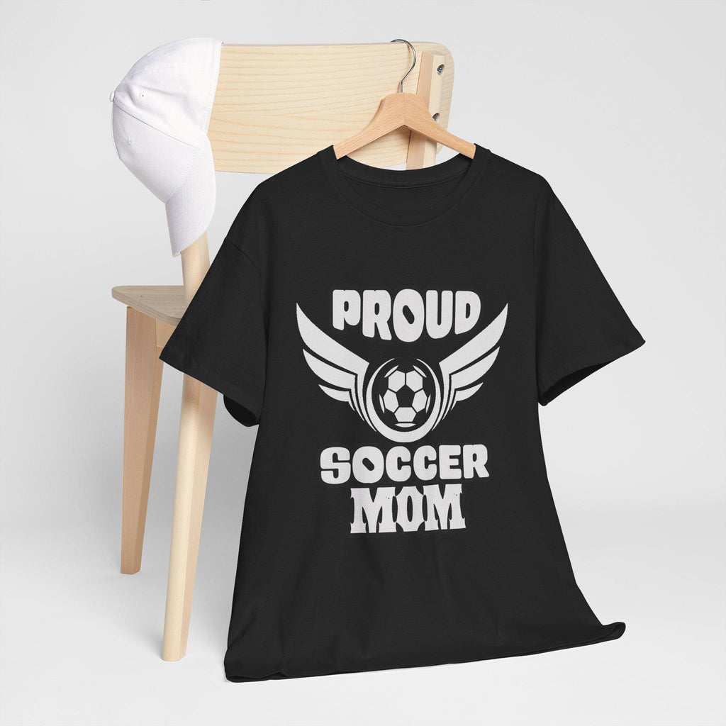 Proud Soccer Mom Shirt with Winged Soccer Ball Graphic Tee
