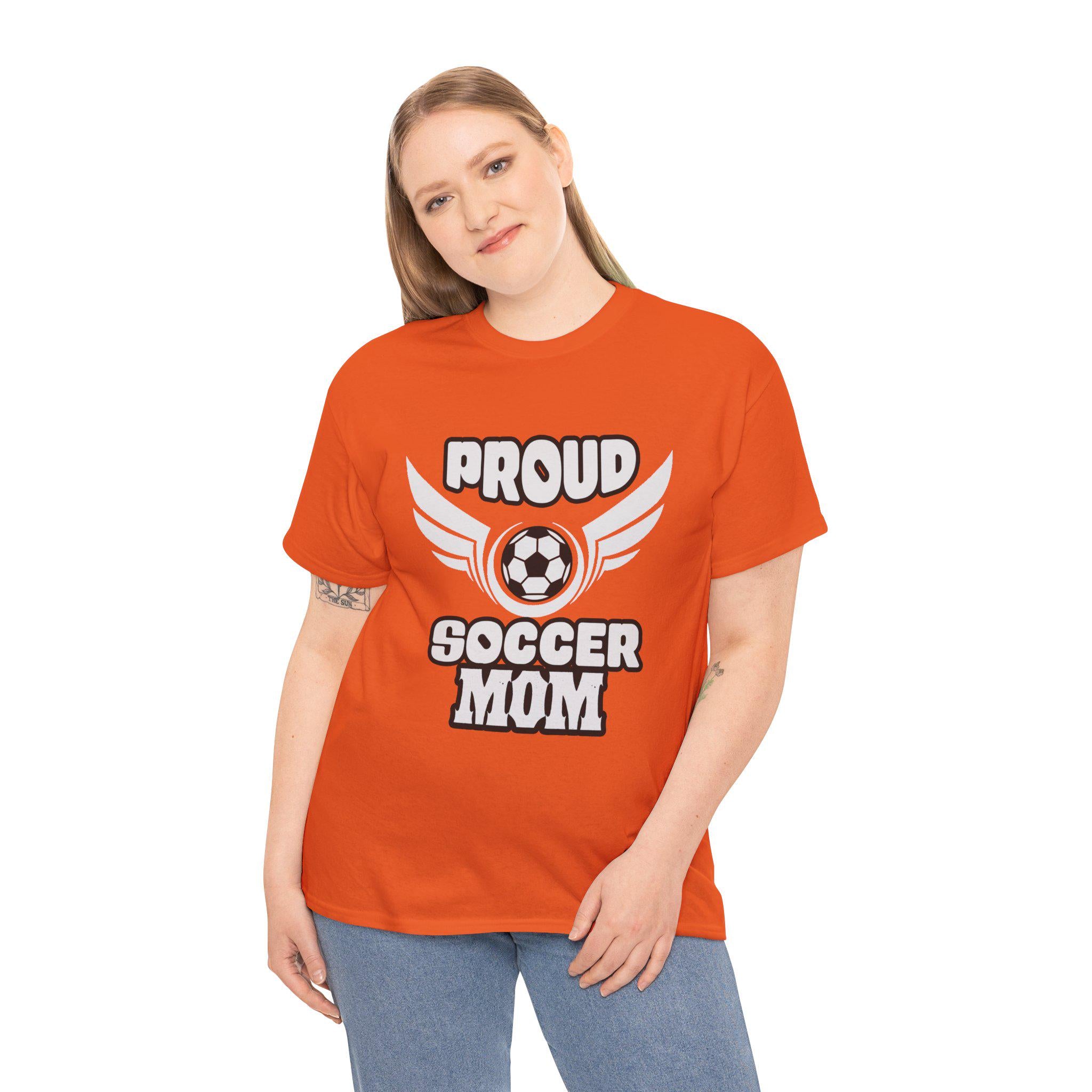 Proud Soccer Mom Shirt with Winged Soccer Ball Graphic Tee
