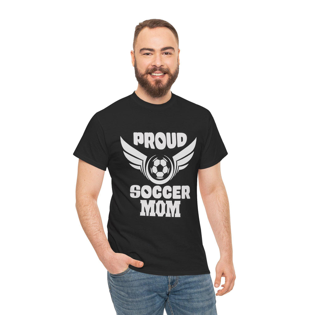 Proud Soccer Mom Shirt with Winged Soccer Ball Graphic Tee