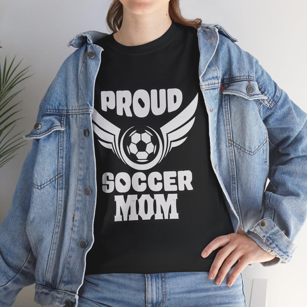 Proud Soccer Mom Shirt with Winged Soccer Ball Graphic Tee