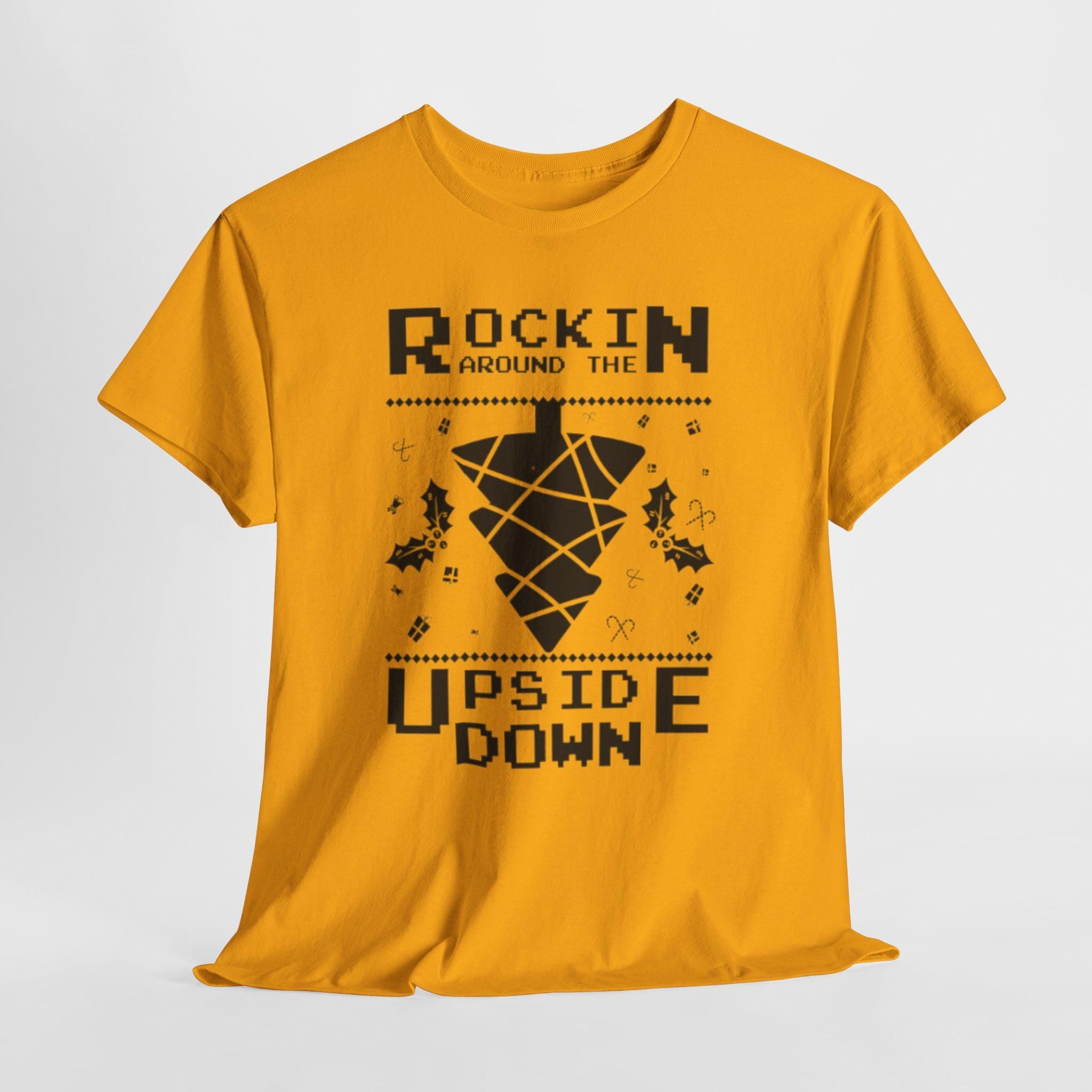 Rockin Around the Upside Down Retro Arcade Pixel Art Graphic T-Shirt