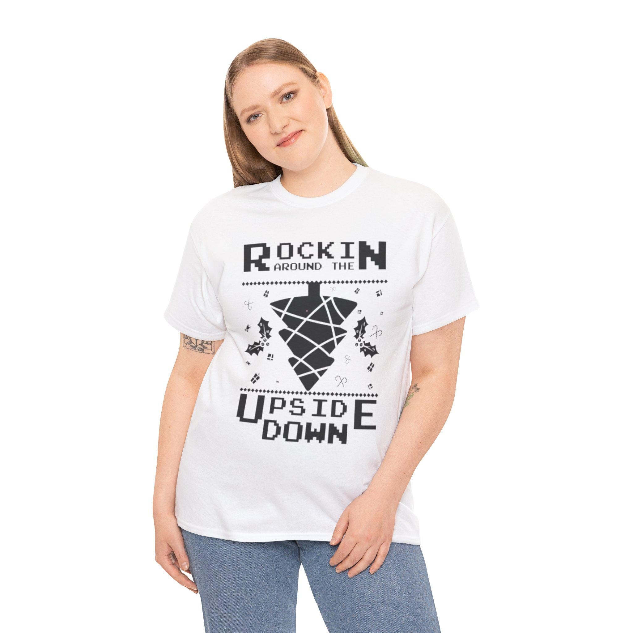 Rockin Around the Upside Down Retro Arcade Pixel Art Graphic T-Shirt