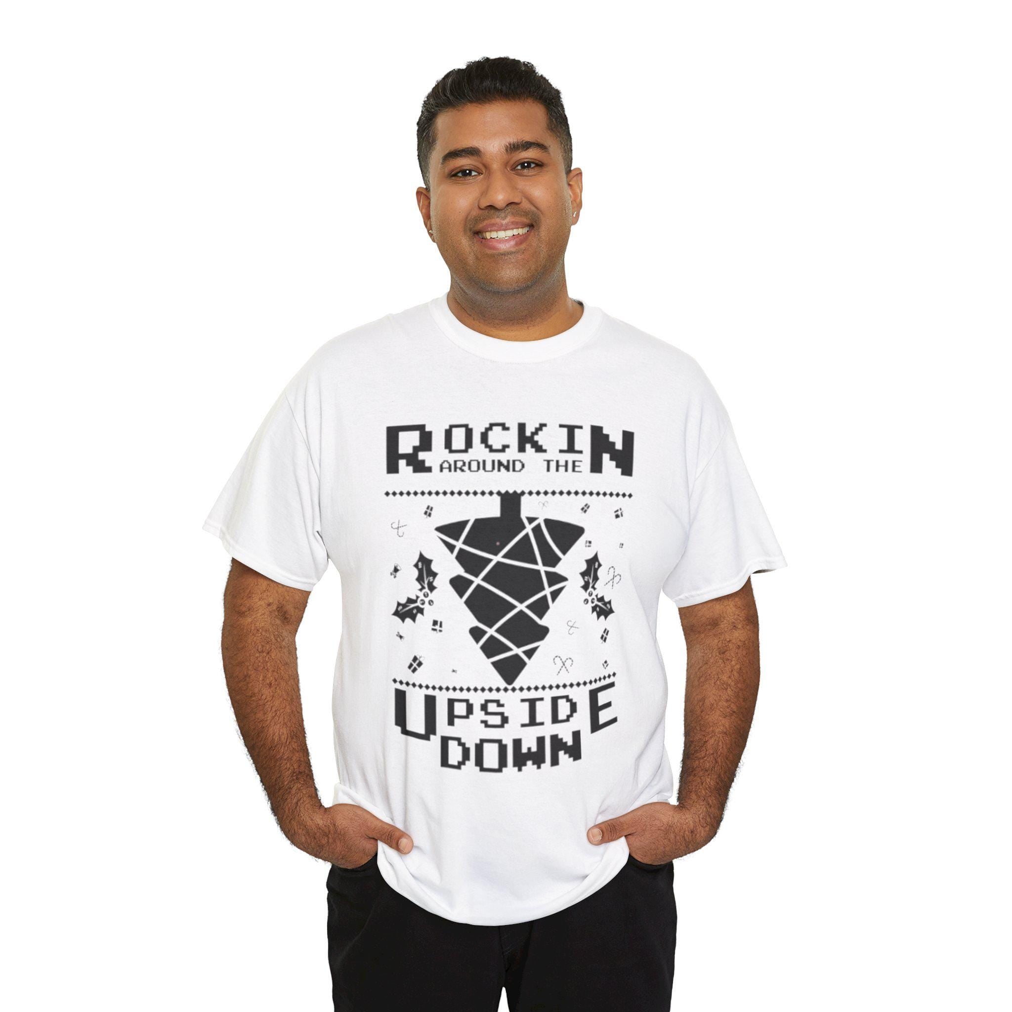 Rockin Around the Upside Down Retro Arcade Pixel Art Graphic T-Shirt