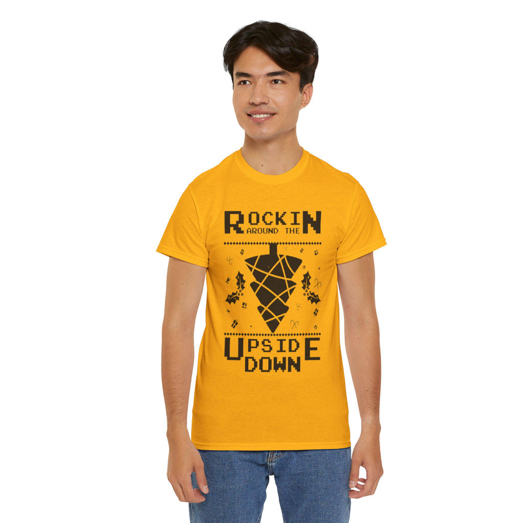 Rockin Around the Upside Down Retro Arcade Pixel Art Graphic T-Shirt