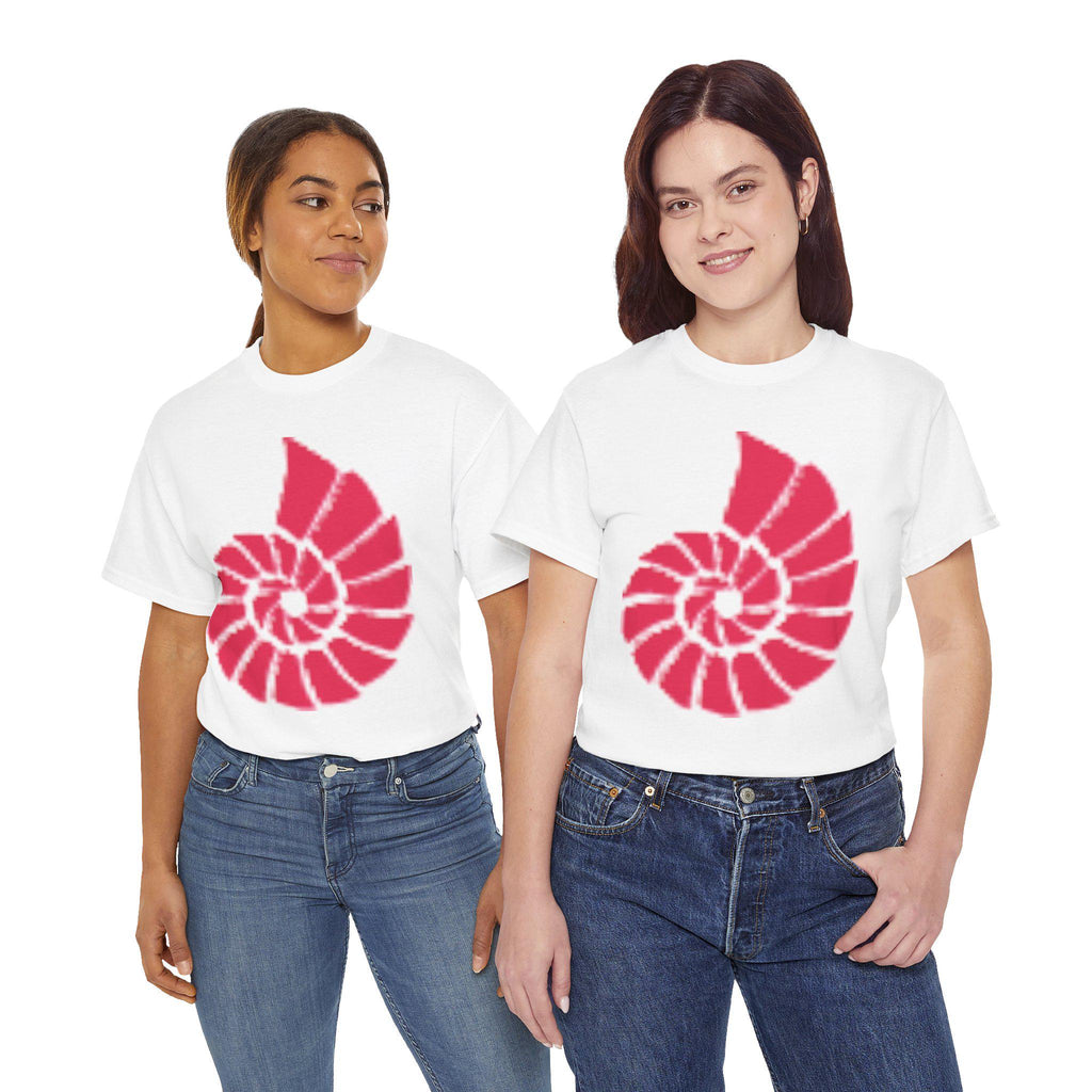 Nautilus Spiral Graphic T Shirt, Coral Red Ocean Shell Design, Coastal Beach Unisex Gift