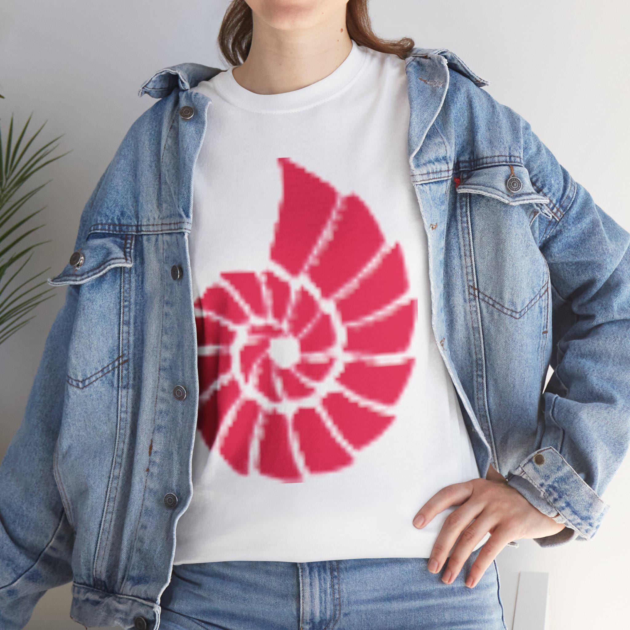 Nautilus Spiral Graphic T Shirt, Coral Red Ocean Shell Design, Coastal Beach Unisex Gift