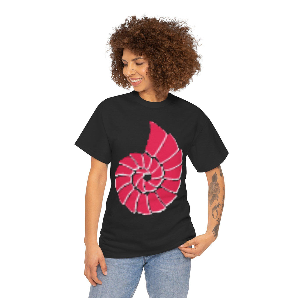 Nautilus Spiral Graphic T Shirt, Coral Red Ocean Shell Design, Coastal Beach Unisex Gift