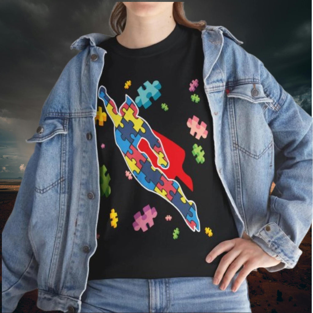 Autism Awareness Superhero Shirt – Puzzle Piece Graphic Tee | Support Unisex Mom Gift