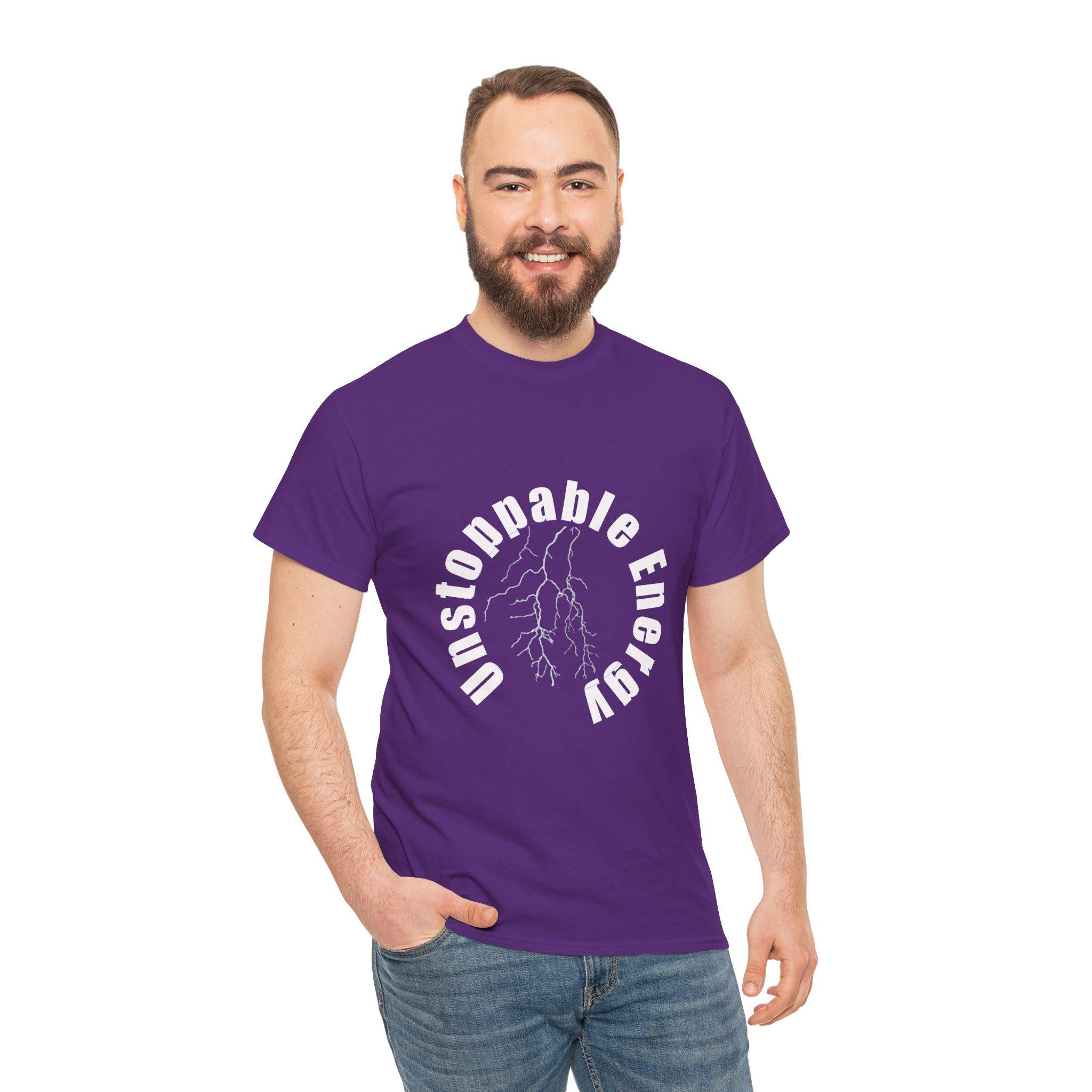 Unstoppable Energy lightning circle Tee | Minimalist bold white on black