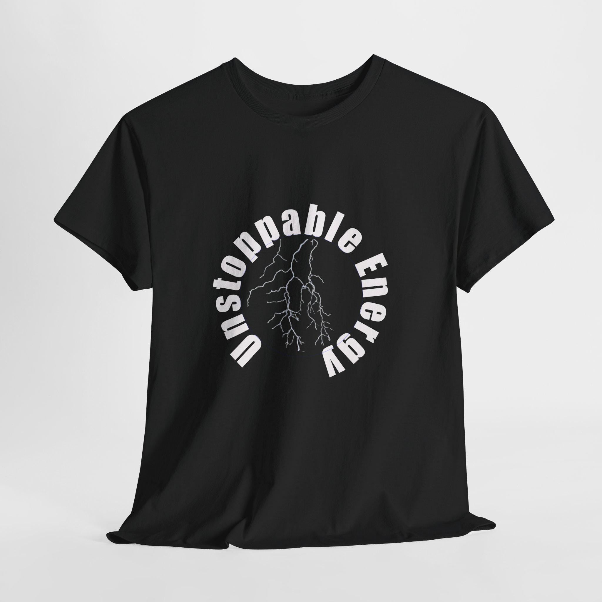 Unstoppable Energy lightning circle Tee | Minimalist bold white on black