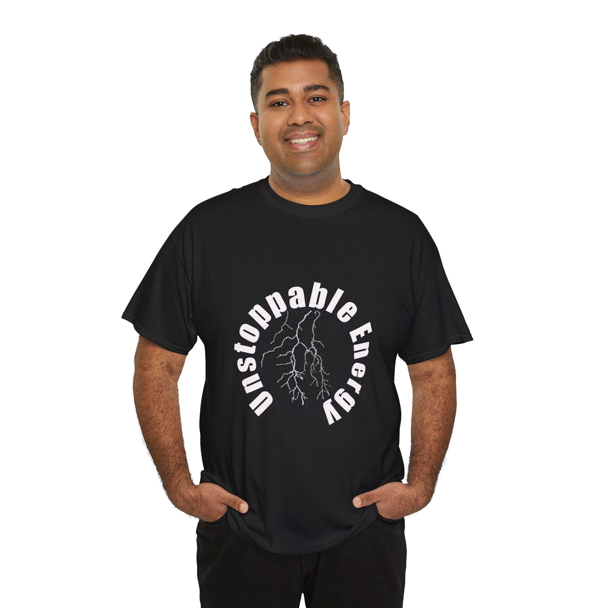 Unstoppable Energy lightning circle Tee | Minimalist bold white on black