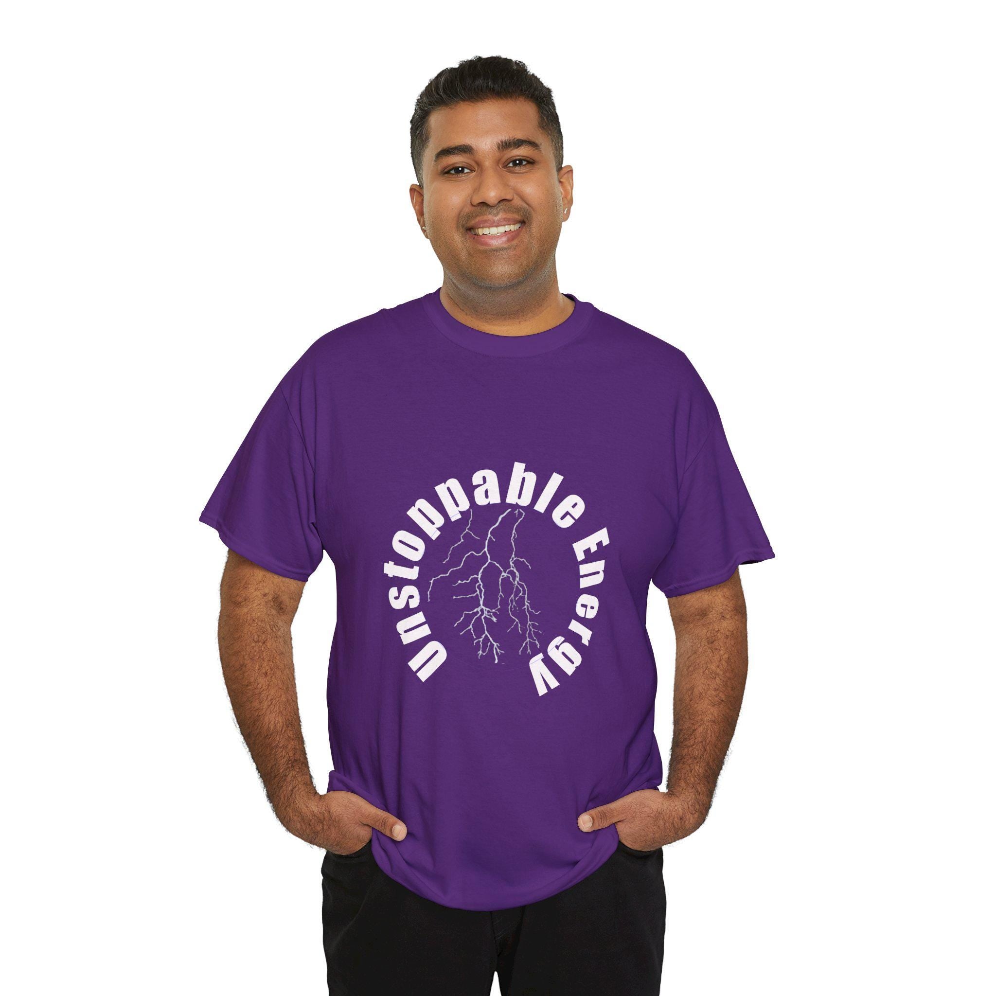 Unstoppable Energy lightning circle Tee | Minimalist bold white on black