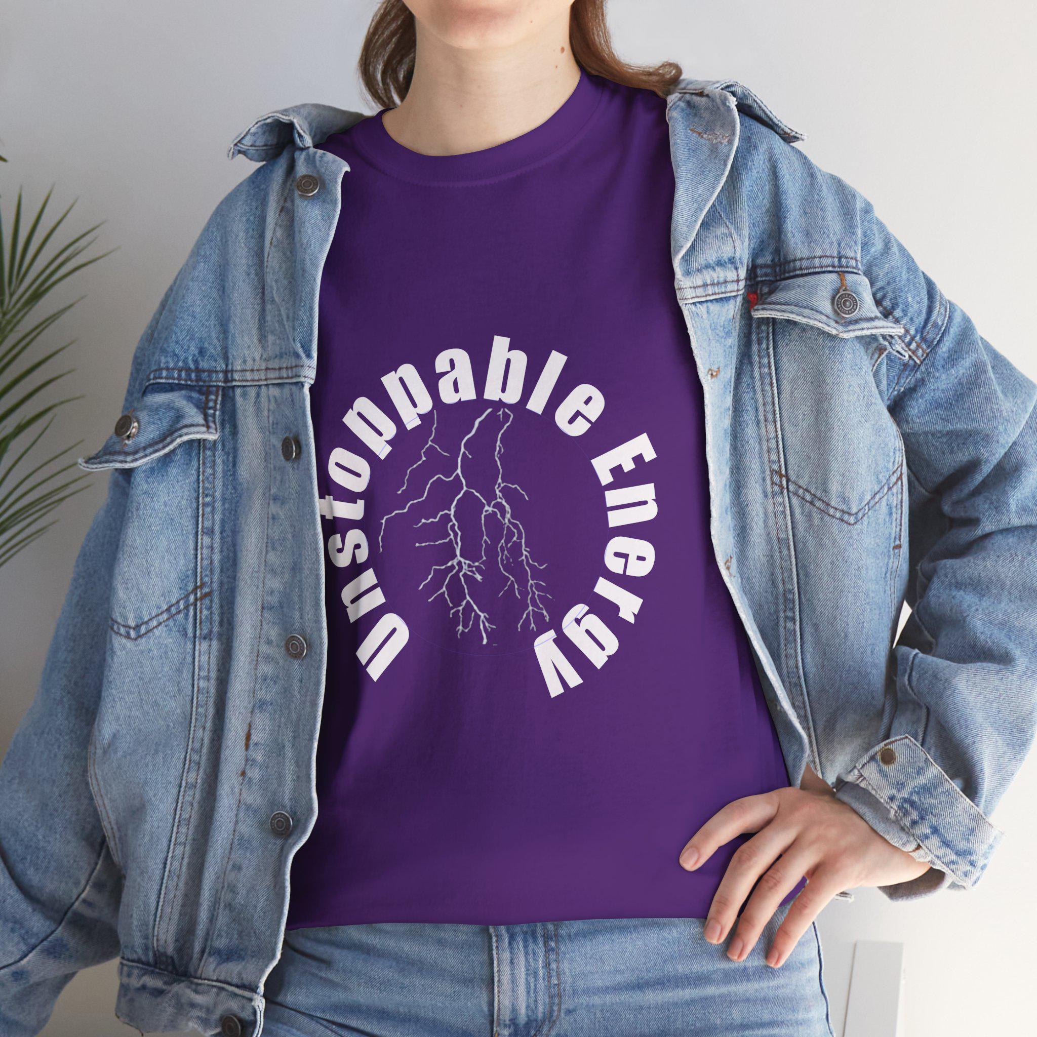 Unstoppable Energy lightning circle Tee | Minimalist bold white on black