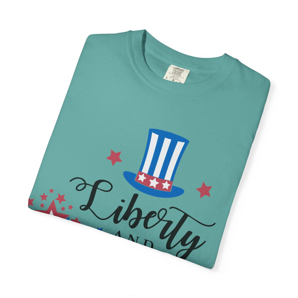 Liberty and Justice Patriotic Top Hat T-Shirt | Vintage Graphic Tee