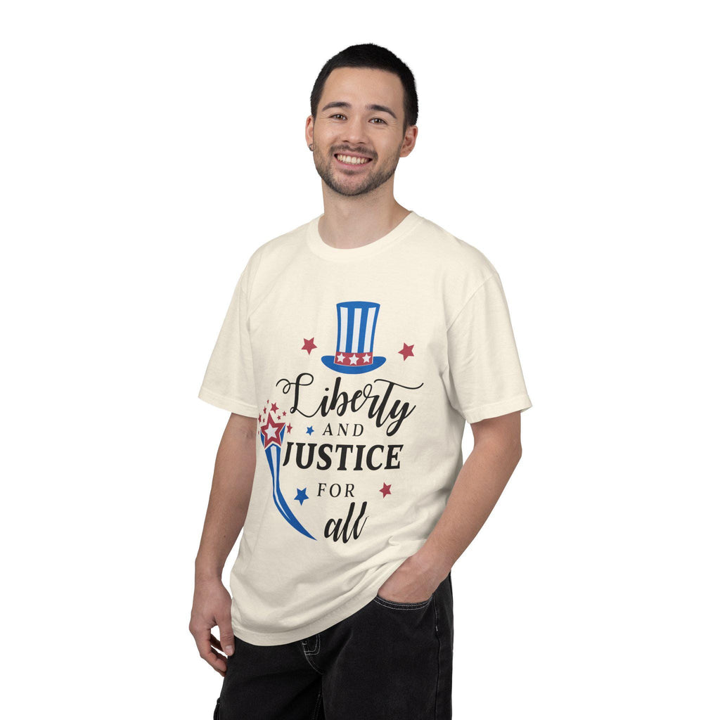 Liberty and Justice Patriotic Top Hat T-Shirt | Vintage Graphic Tee