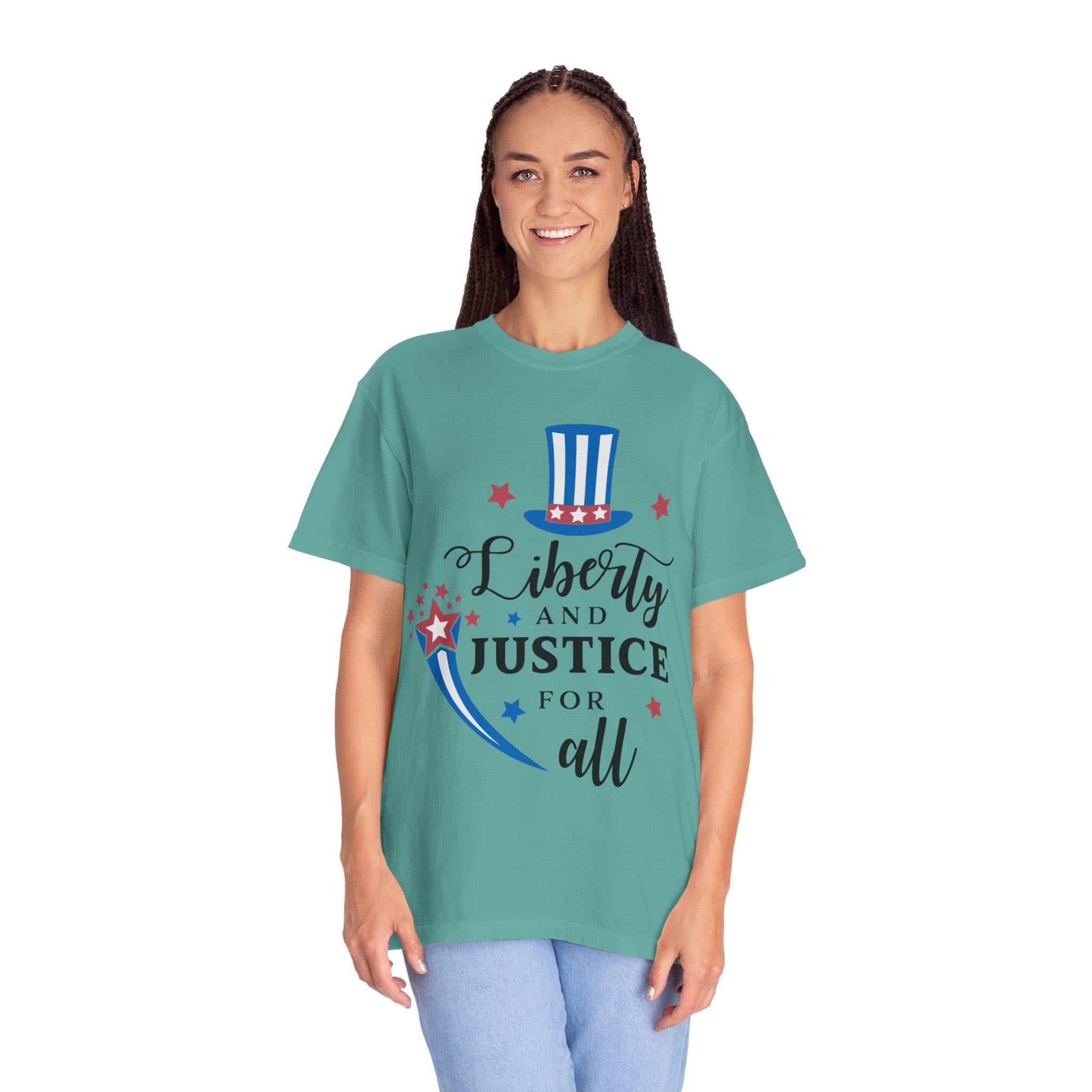 Liberty and Justice Patriotic Top Hat T-Shirt | Vintage Graphic Tee