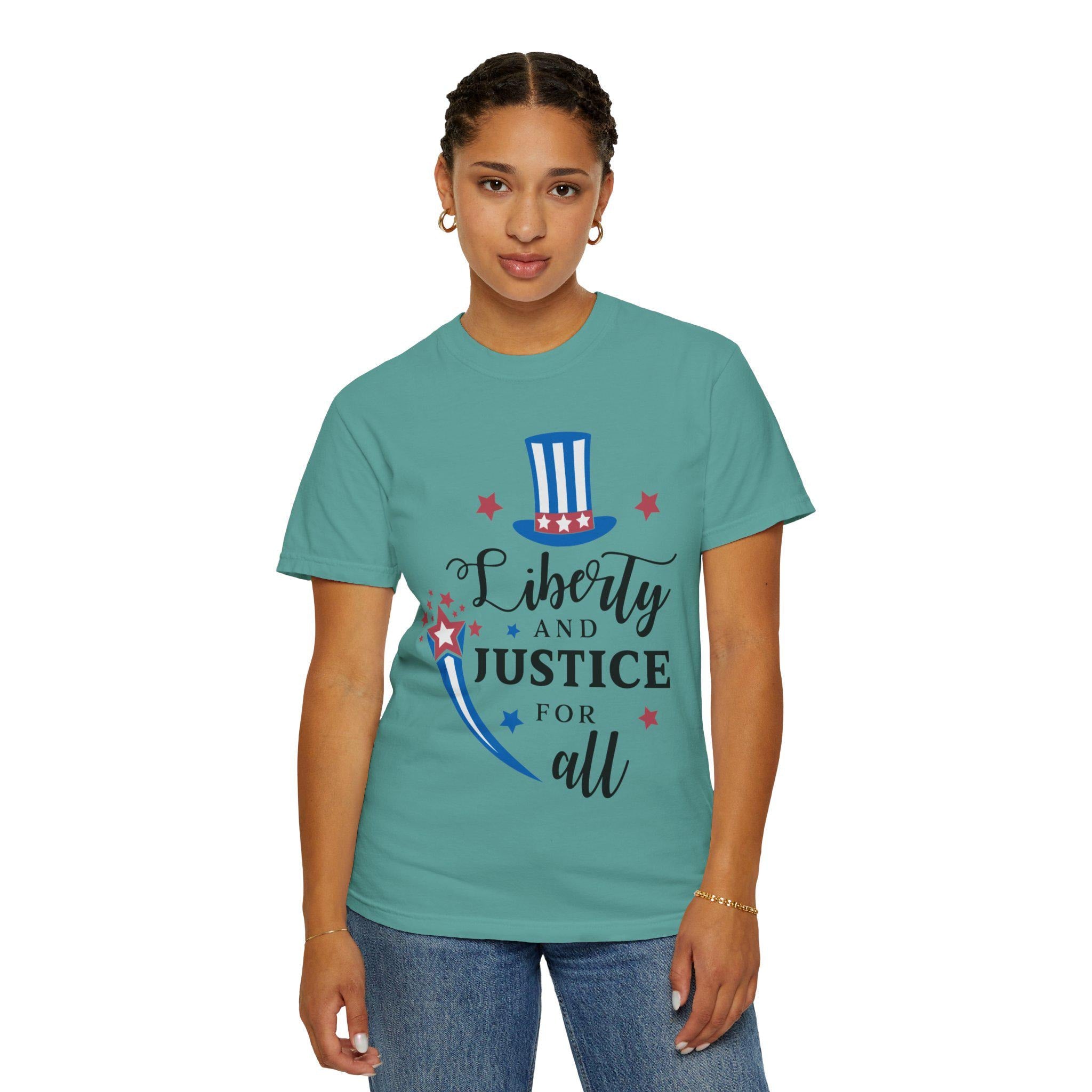 Liberty and Justice Patriotic Top Hat T-Shirt | Vintage Graphic Tee