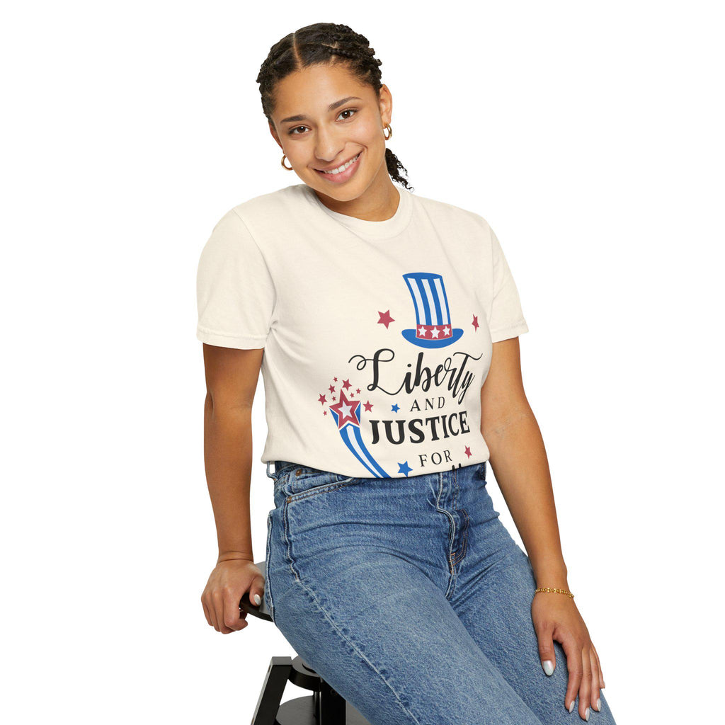 Liberty and Justice Patriotic Top Hat T-Shirt | Vintage Graphic Tee