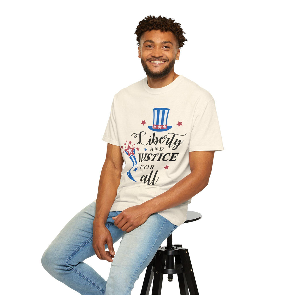 Liberty and Justice Patriotic Top Hat T-Shirt | Vintage Graphic Tee