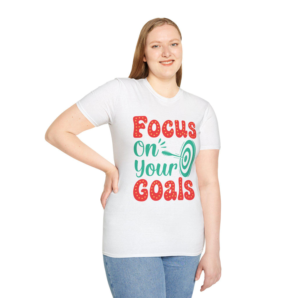 Focus On Your Goals tee | Motivational Graphic T-Shirt, Hand-Lettered Target Design