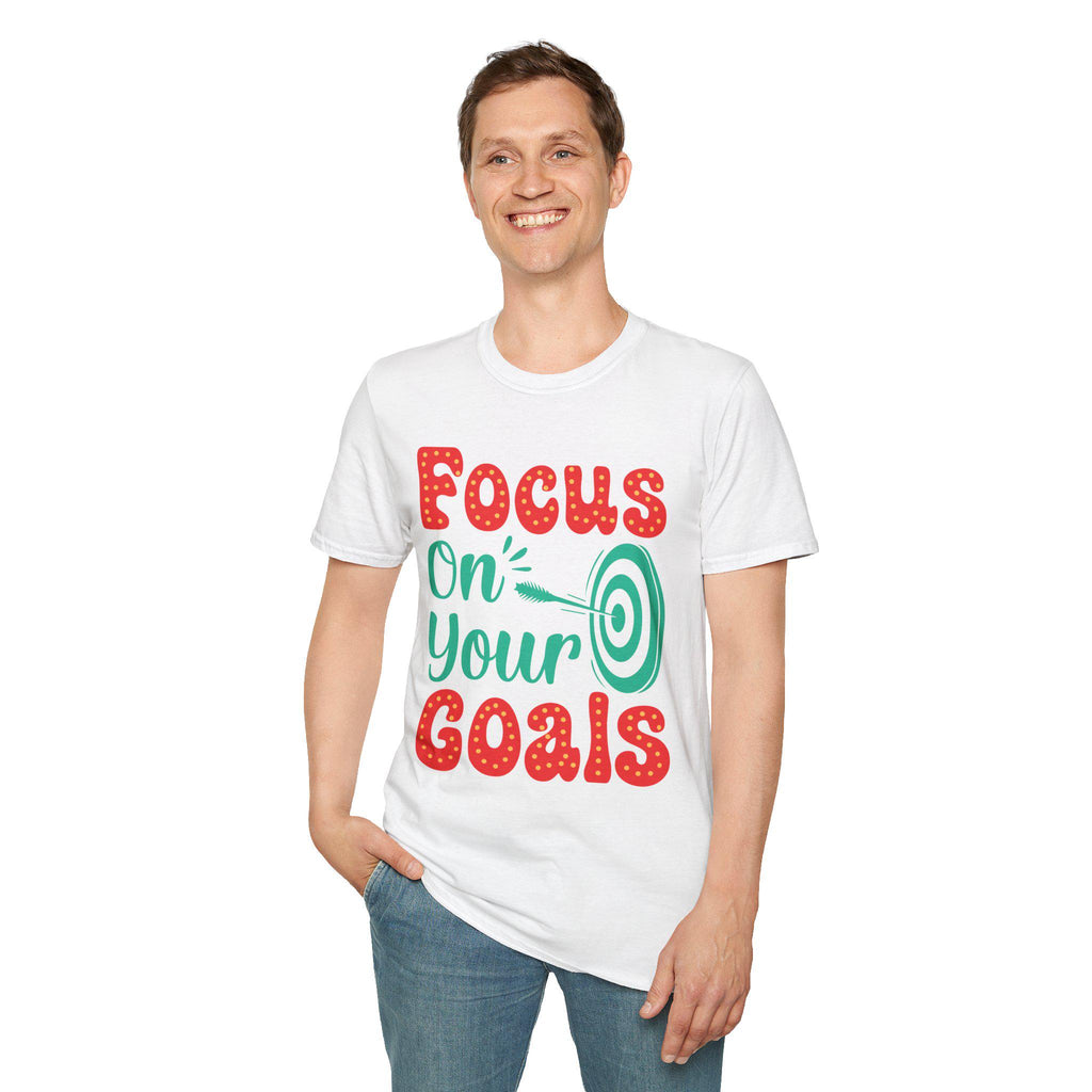 Focus On Your Goals tee | Motivational Graphic T-Shirt, Hand-Lettered Target Design