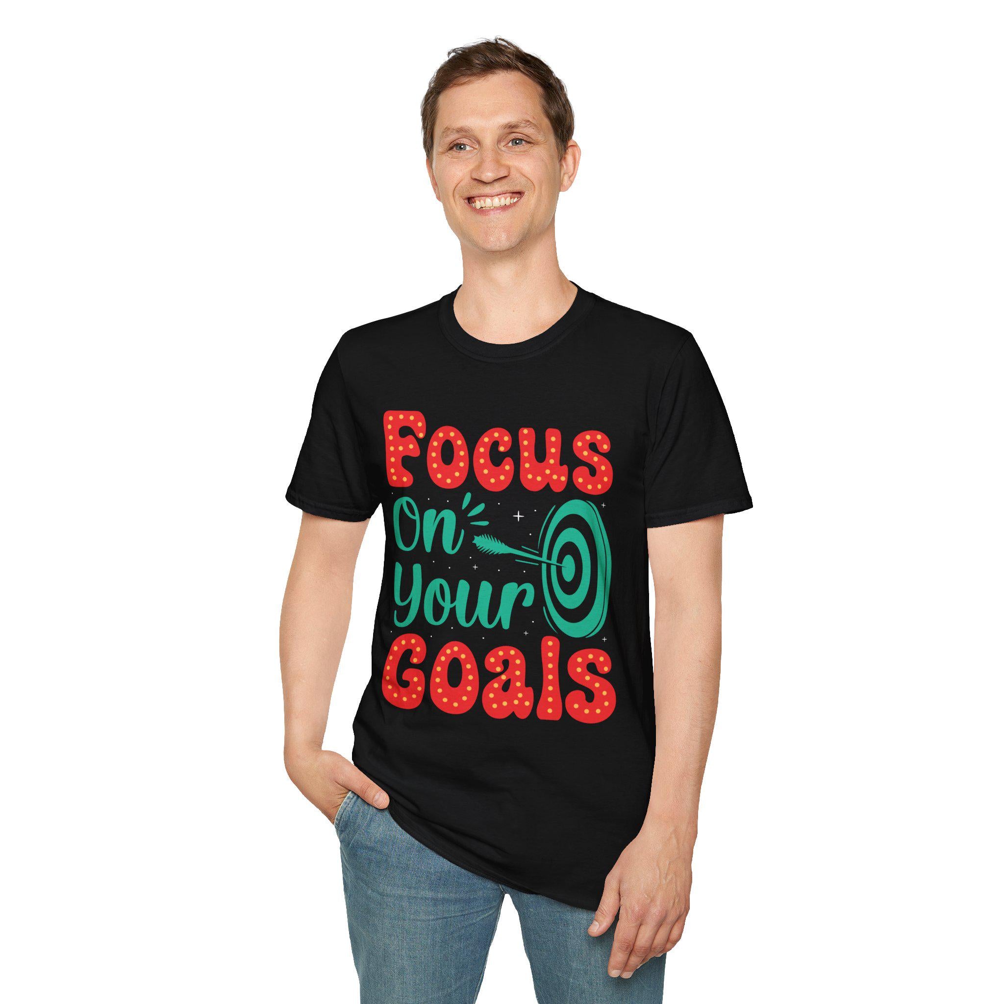 Focus On Your Goals tee | Motivational Graphic T-Shirt, Hand-Lettered Target Design