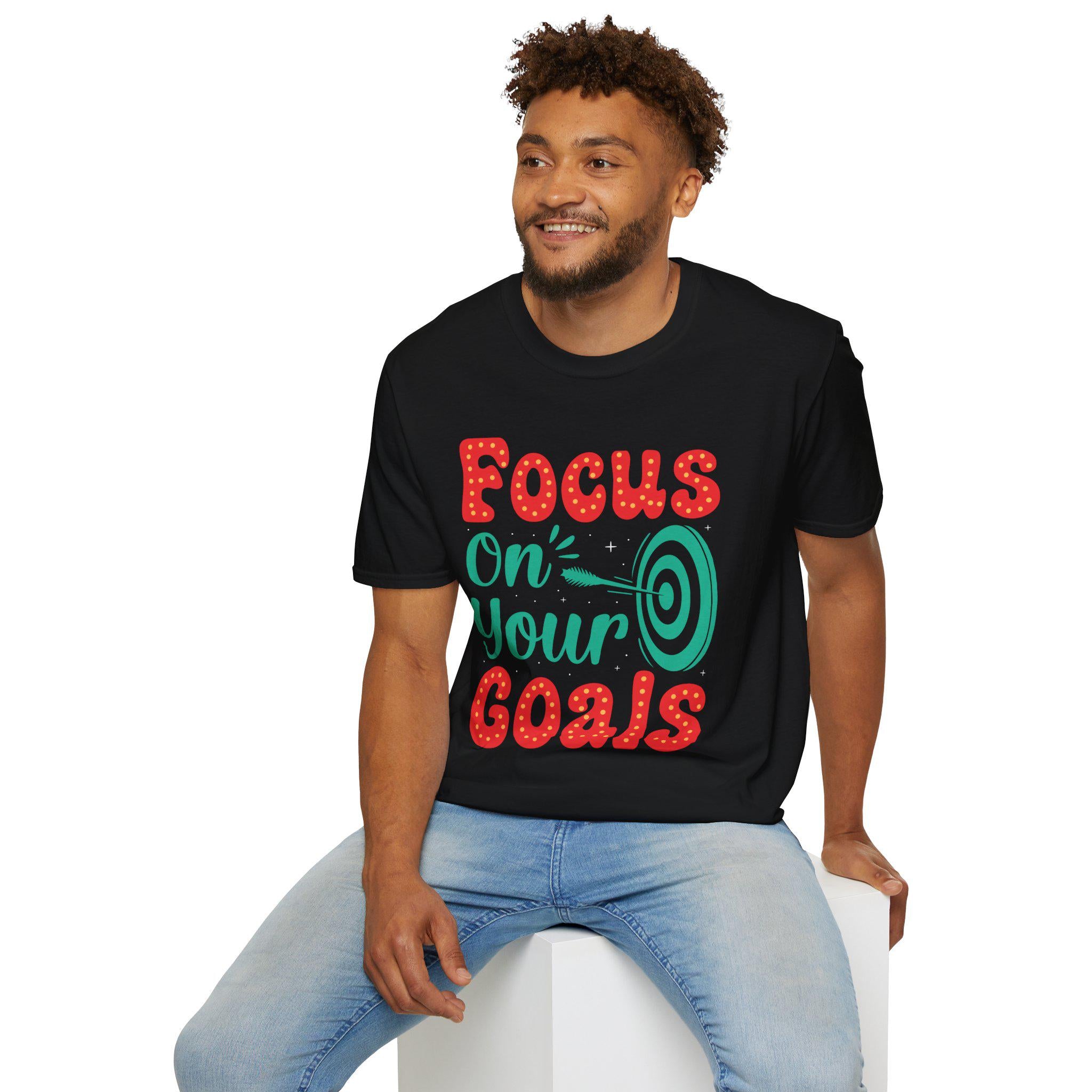 Focus On Your Goals tee | Motivational Graphic T-Shirt, Hand-Lettered Target Design