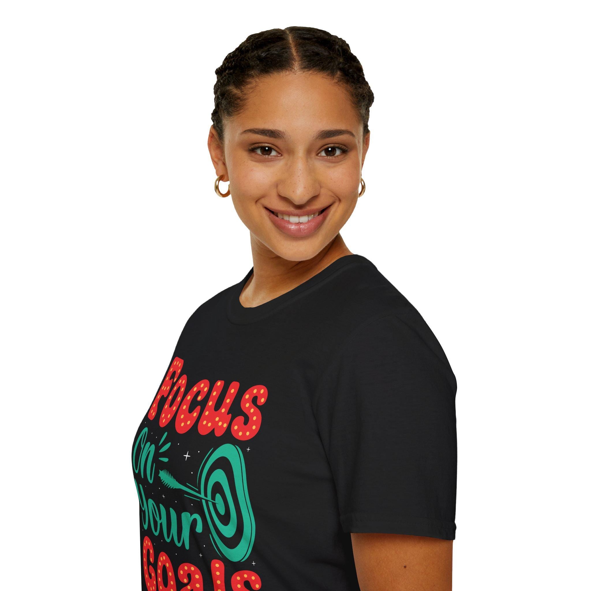 Focus On Your Goals tee | Motivational Graphic T-Shirt, Hand-Lettered Target Design