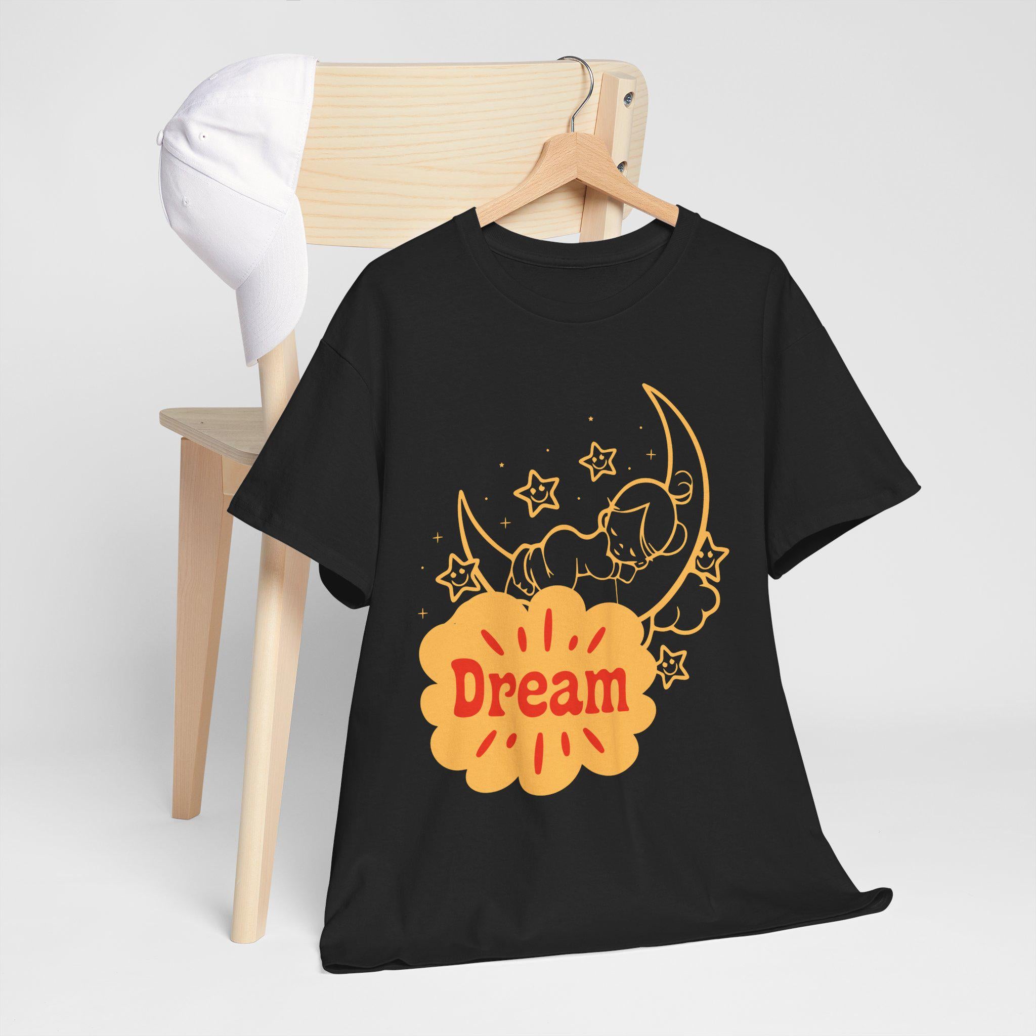 Sleeping Moon Sketch Dream Tee | Crescent Moon, Stars Night Illustration