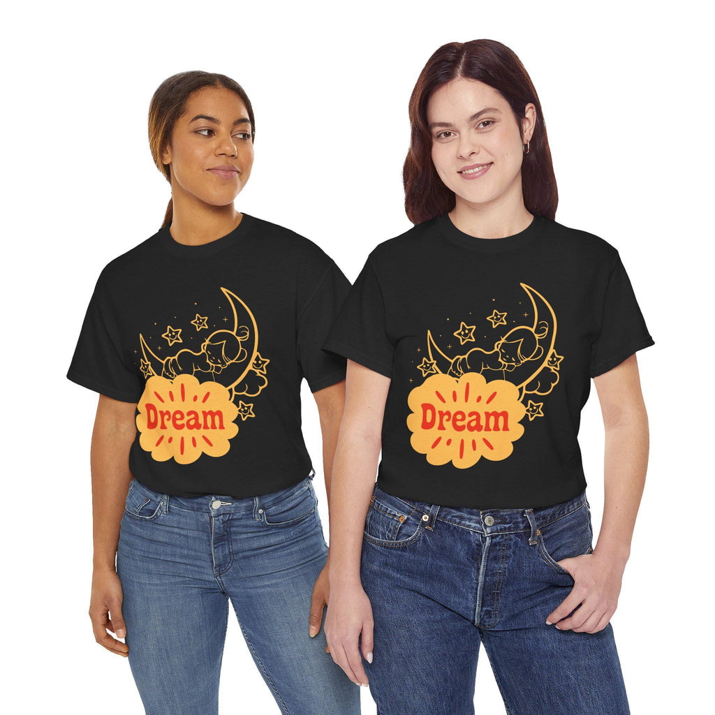 Sleeping Moon Sketch Dream Tee | Crescent Moon, Stars Night Illustration