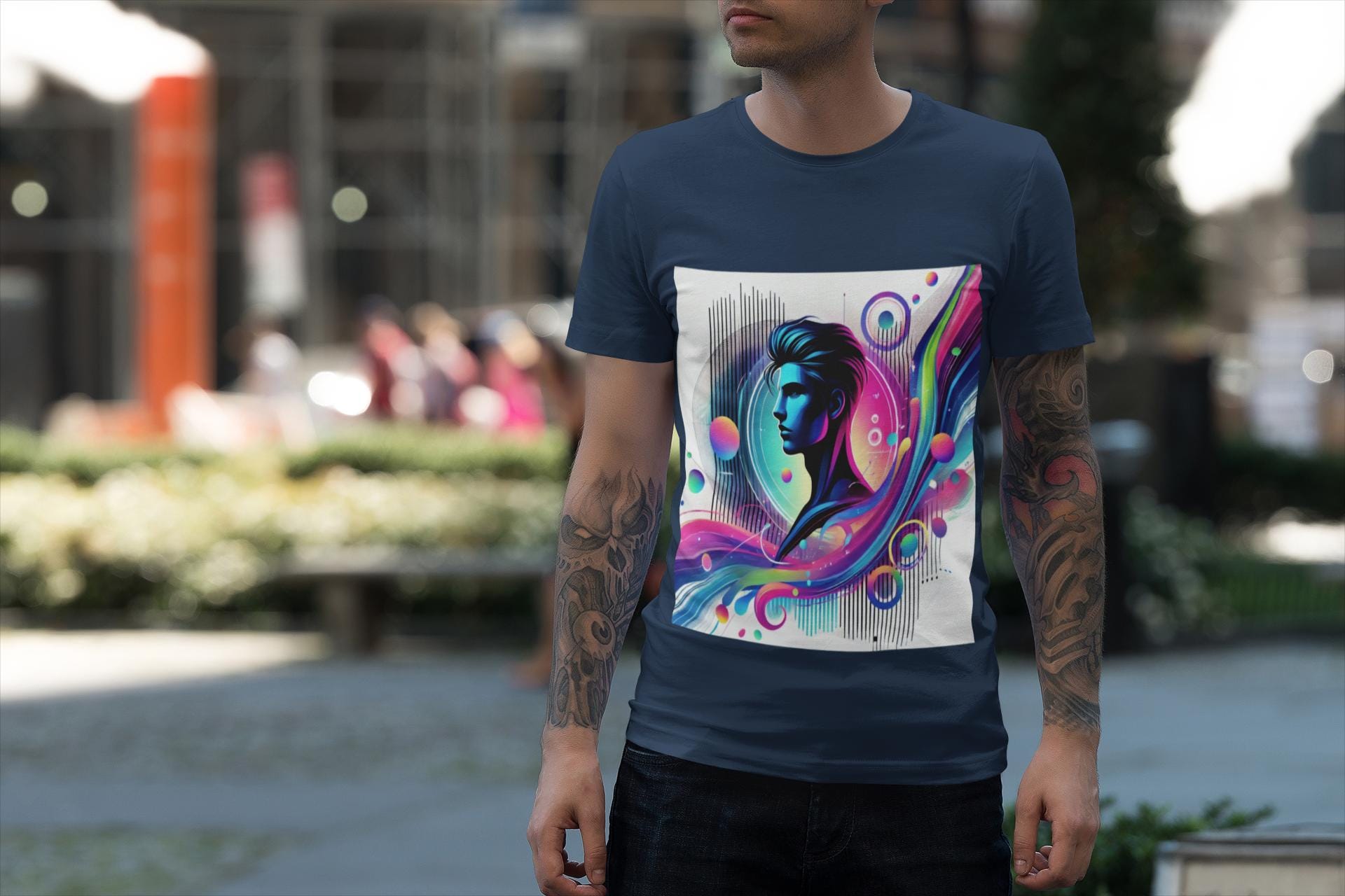 Abstract Graphic T-Shirt: Vibrant Art Tee, 100% Cotton, Unisex Casual Wear