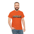 Bold Orange Metallic Camo Logo Tee for Tech Coder Debugging - Heavyweight Cotton Shirt