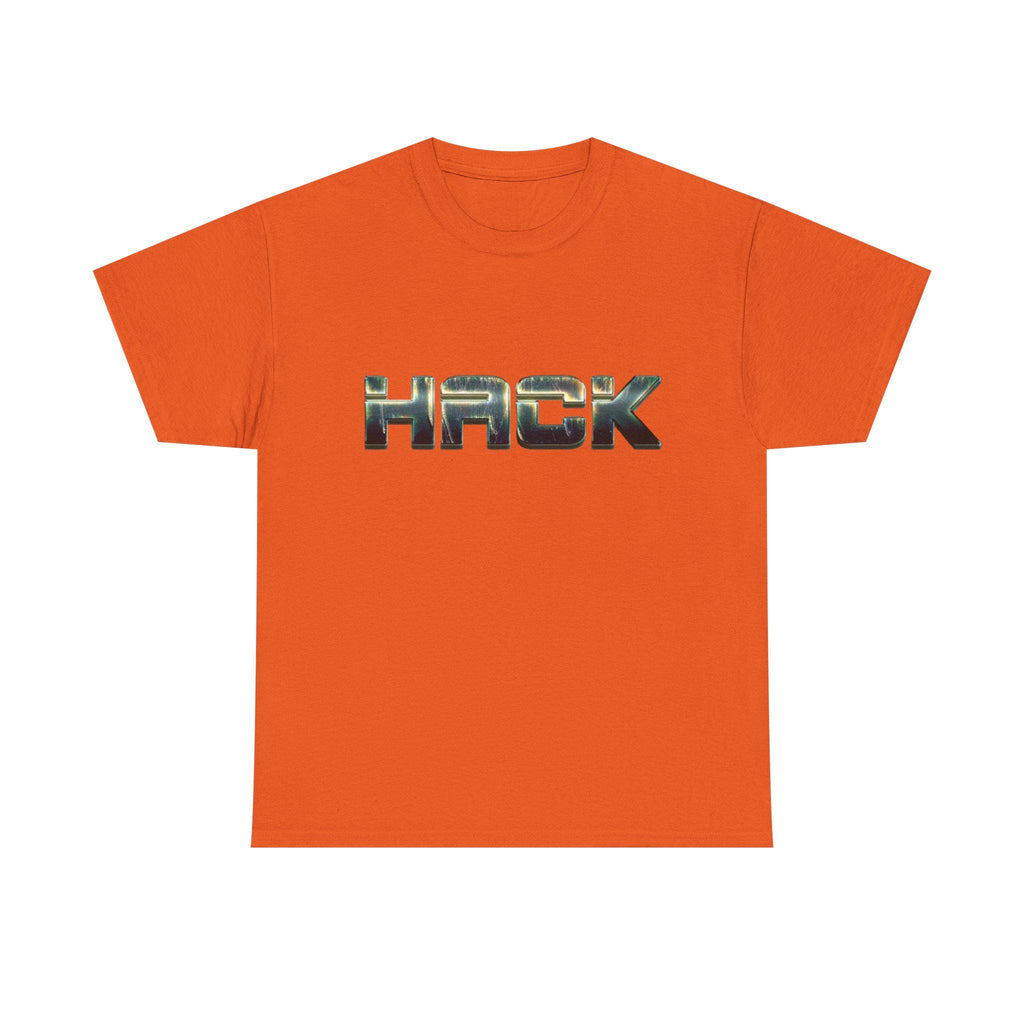 Bold Orange Metallic Camo Logo Tee for Tech Coder Debugging - Heavyweight Cotton Shirt