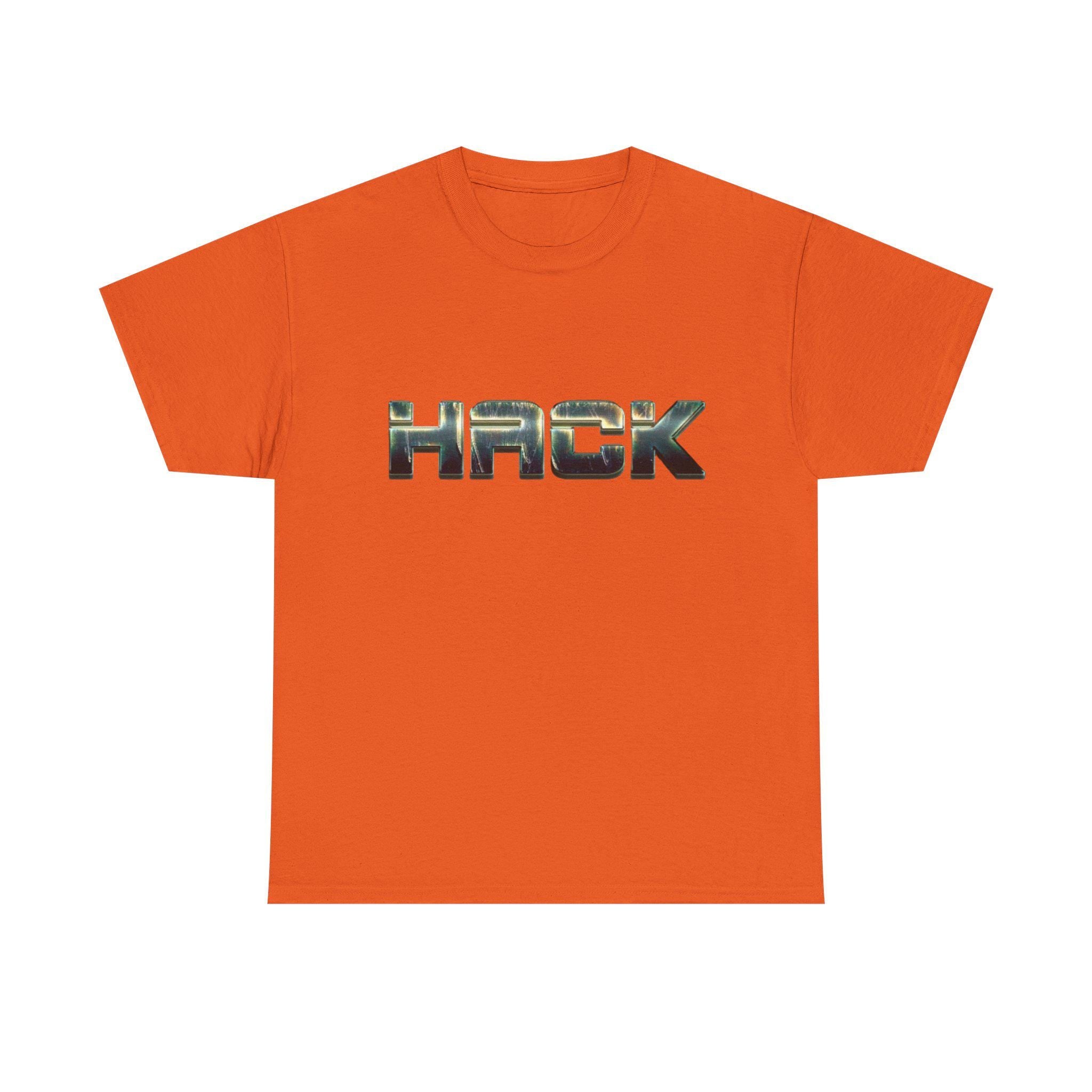 Bold Orange Metallic Camo Logo Tee for Tech Coder Debugging - Heavyweight Cotton Shirt