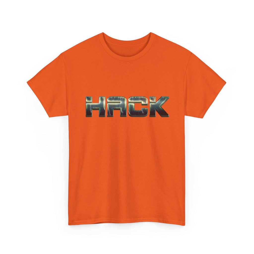 Bold Orange Metallic Camo Logo Tee for Tech Coder Debugging - Heavyweight Cotton Shirt